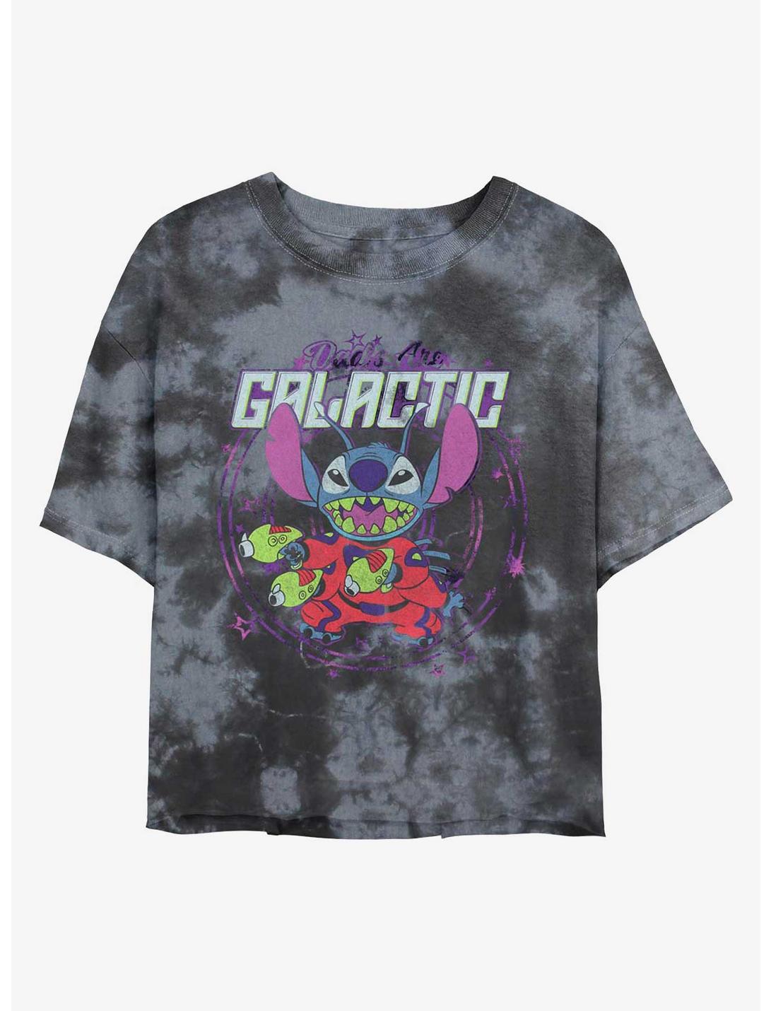 Disney Lilo & Stitch Galactic Dad Tie-Dye Girls Crop T-Shirt, BLKCHAR, hi-res