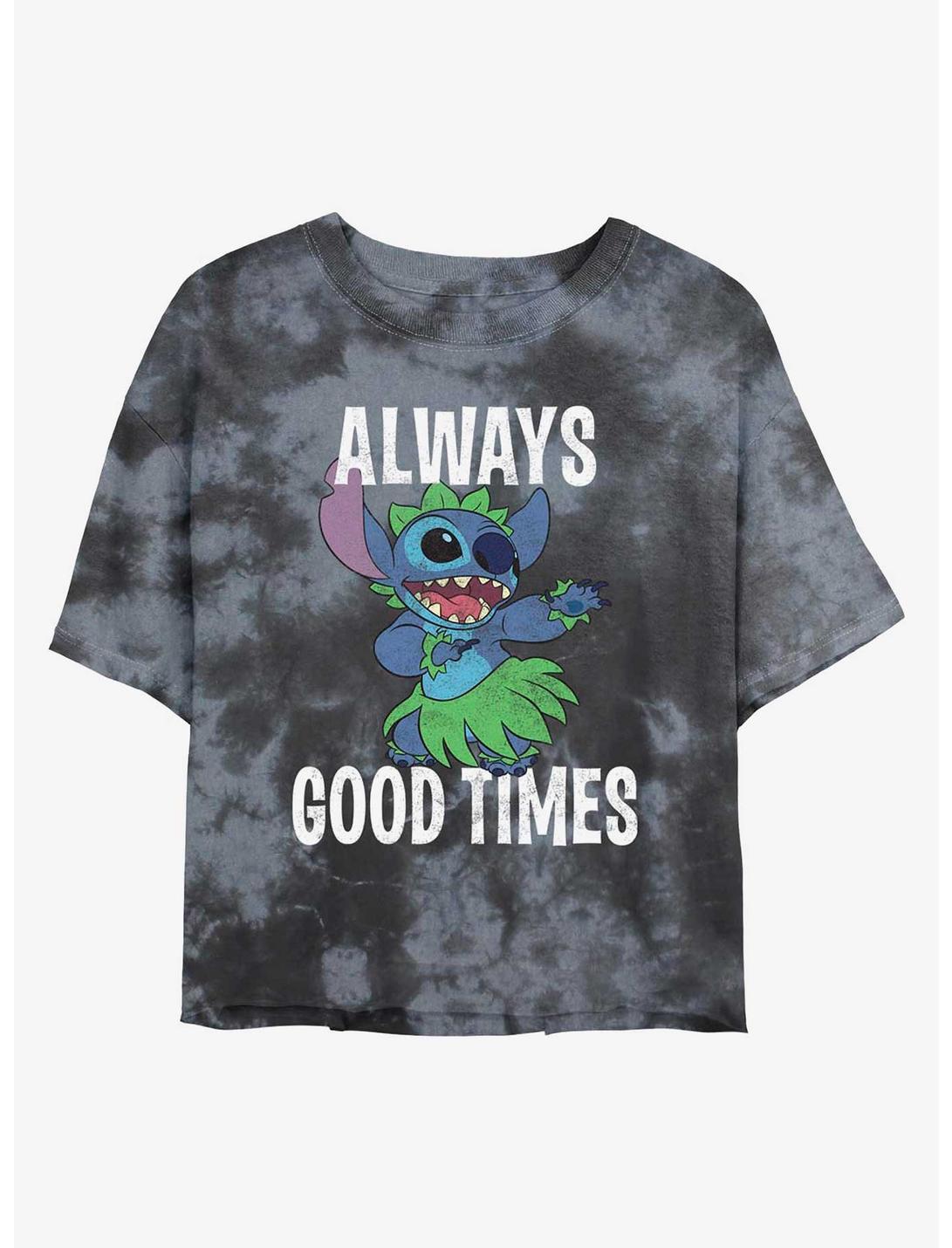 Disney Lilo & Stitch Always Good Times Tie-Dye Girls Crop T-Shirt, BLKCHAR, hi-res