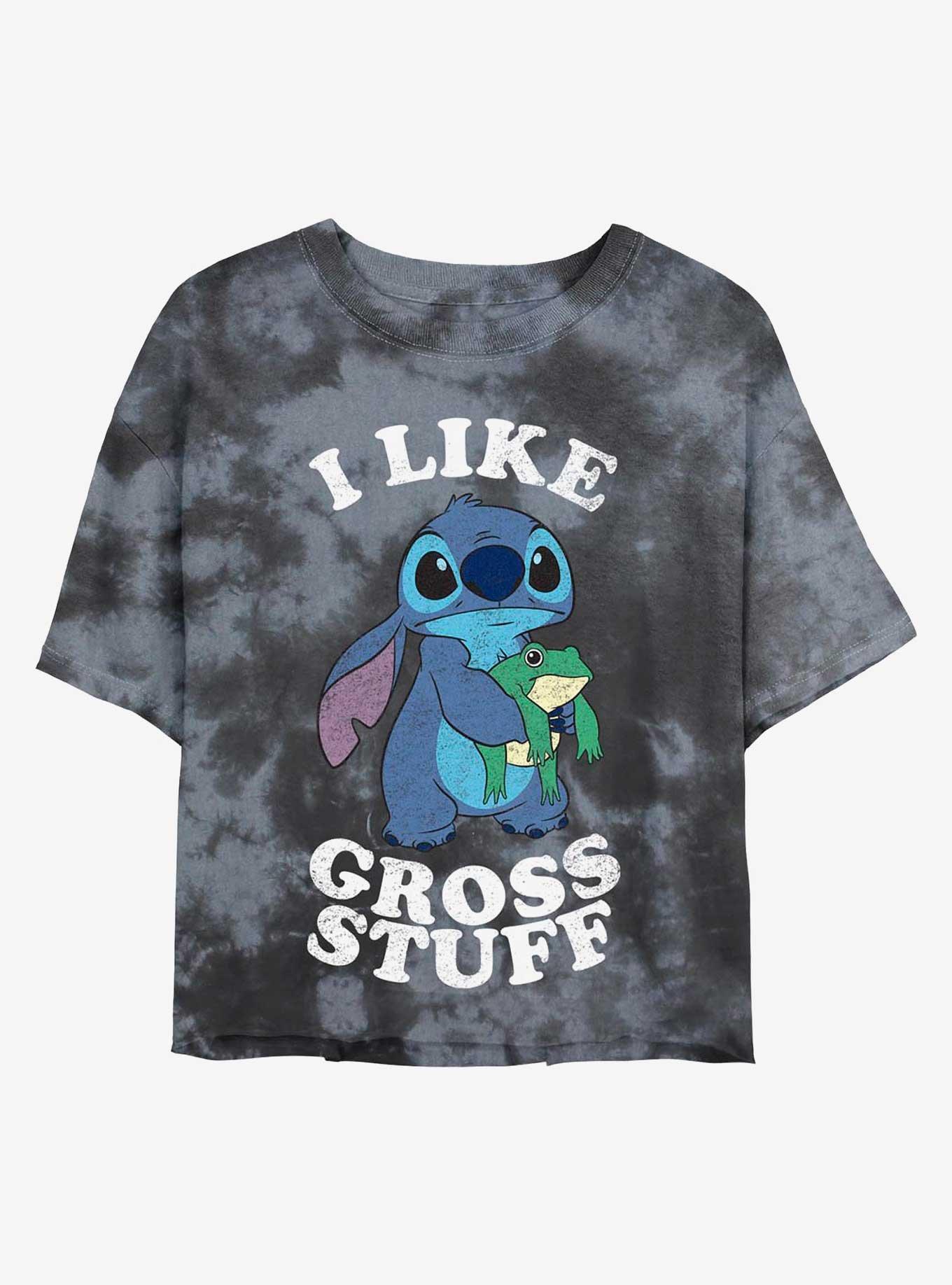 Disney Lilo & Stitch I Like Gross Stuff Tie-Dye Girls Crop T-Shirt, BLKCHAR, hi-res