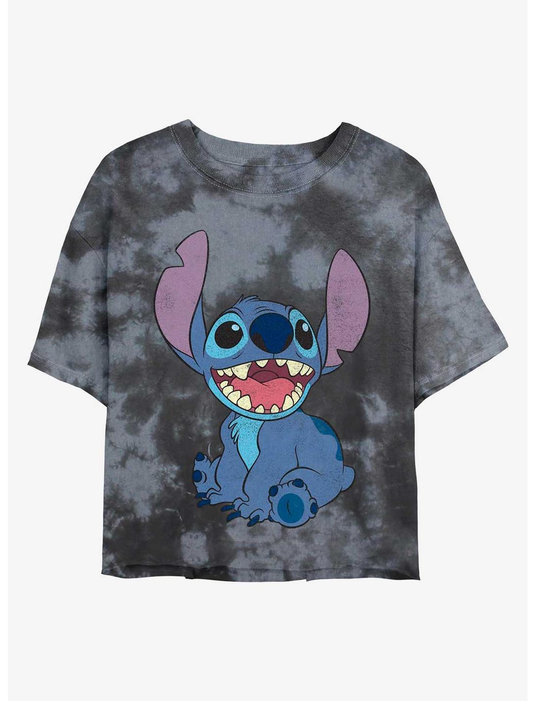 Disney Lilo & Stitch Happy Stitch Tie-Dye Girls Crop T-Shirt, BLKCHAR, hi-res
