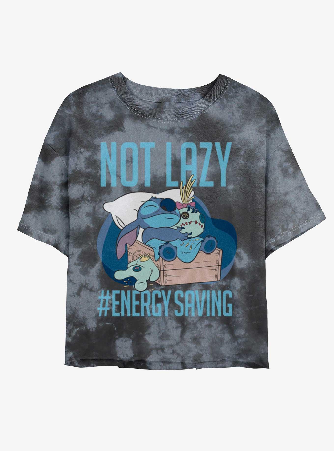 Disney Lilo & Stitch Lazy Energy Tie-Dye Girls Crop T-Shirt