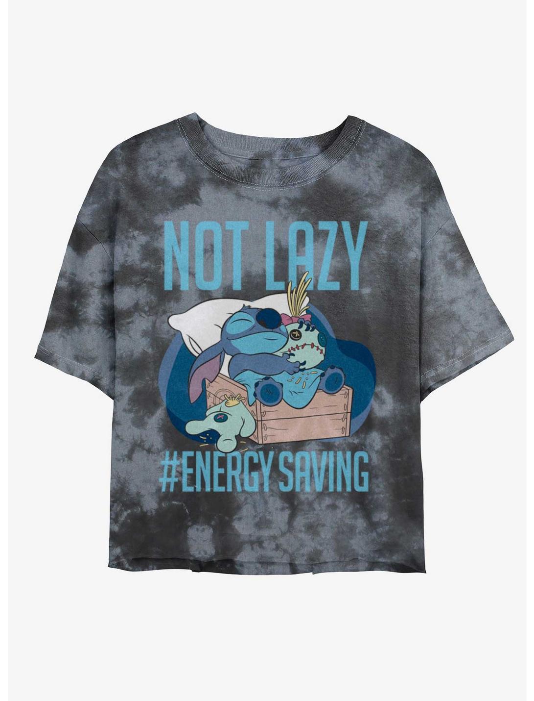 Disney Lilo & Stitch Lazy Energy Tie-Dye Girls Crop T-Shirt, BLKCHAR, hi-res