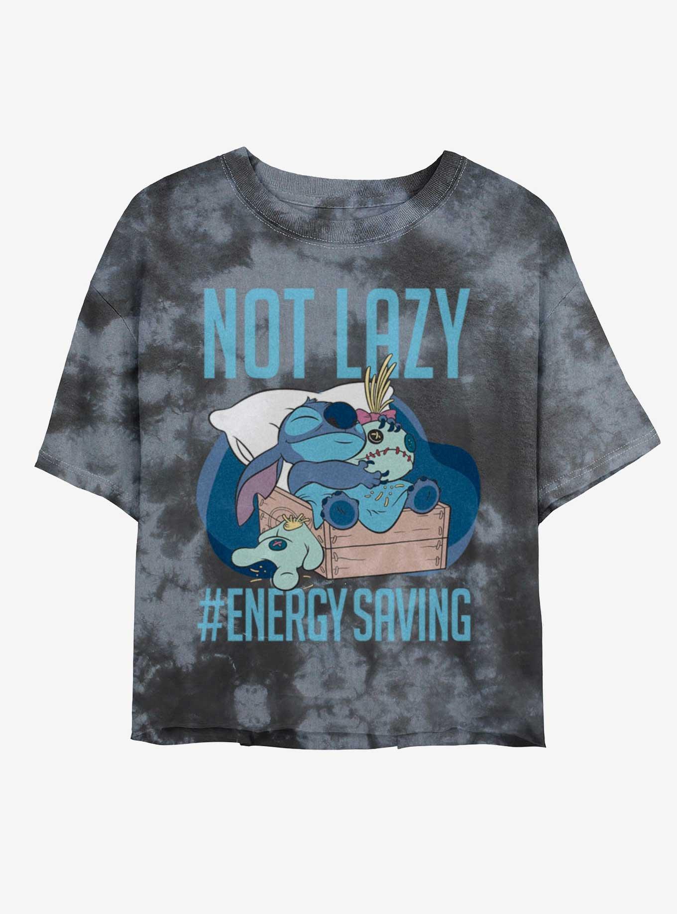 Disney Lilo & Stitch Lazy Energy Tie-Dye Girls Crop T-Shirt, BLKCHAR, hi-res