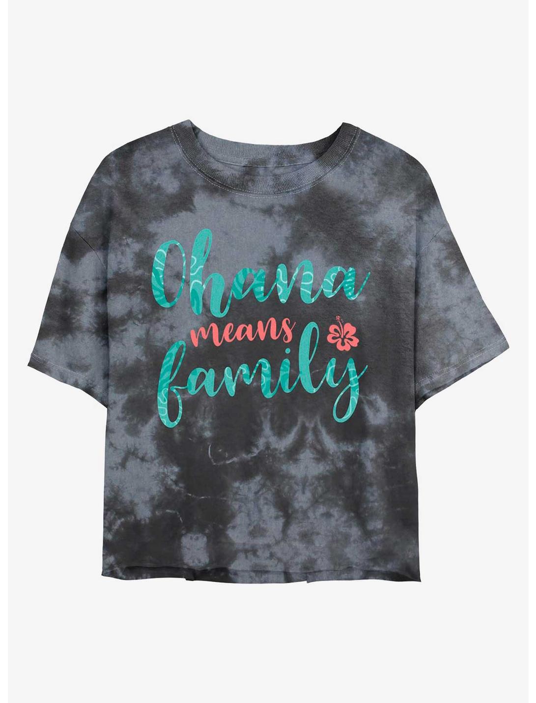 Disney Lilo & Stitch Ohana Means Family Tie-Dye Girls Crop T-Shirt, BLKCHAR, hi-res
