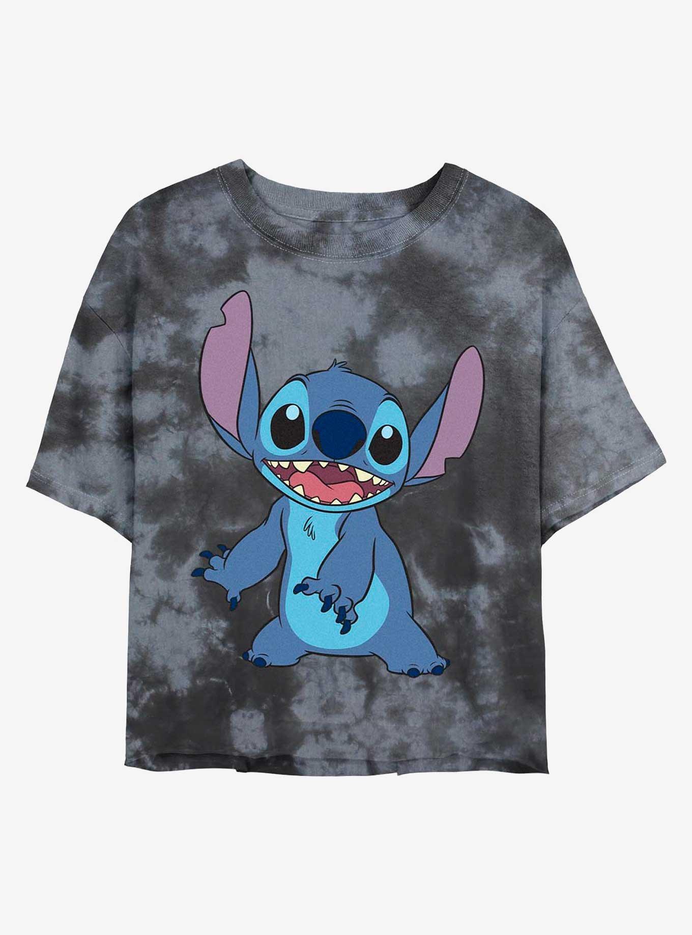 Disney Lilo & Stitch Pose Tie-Dye Girls Crop T-Shirt, BLKCHAR, hi-res