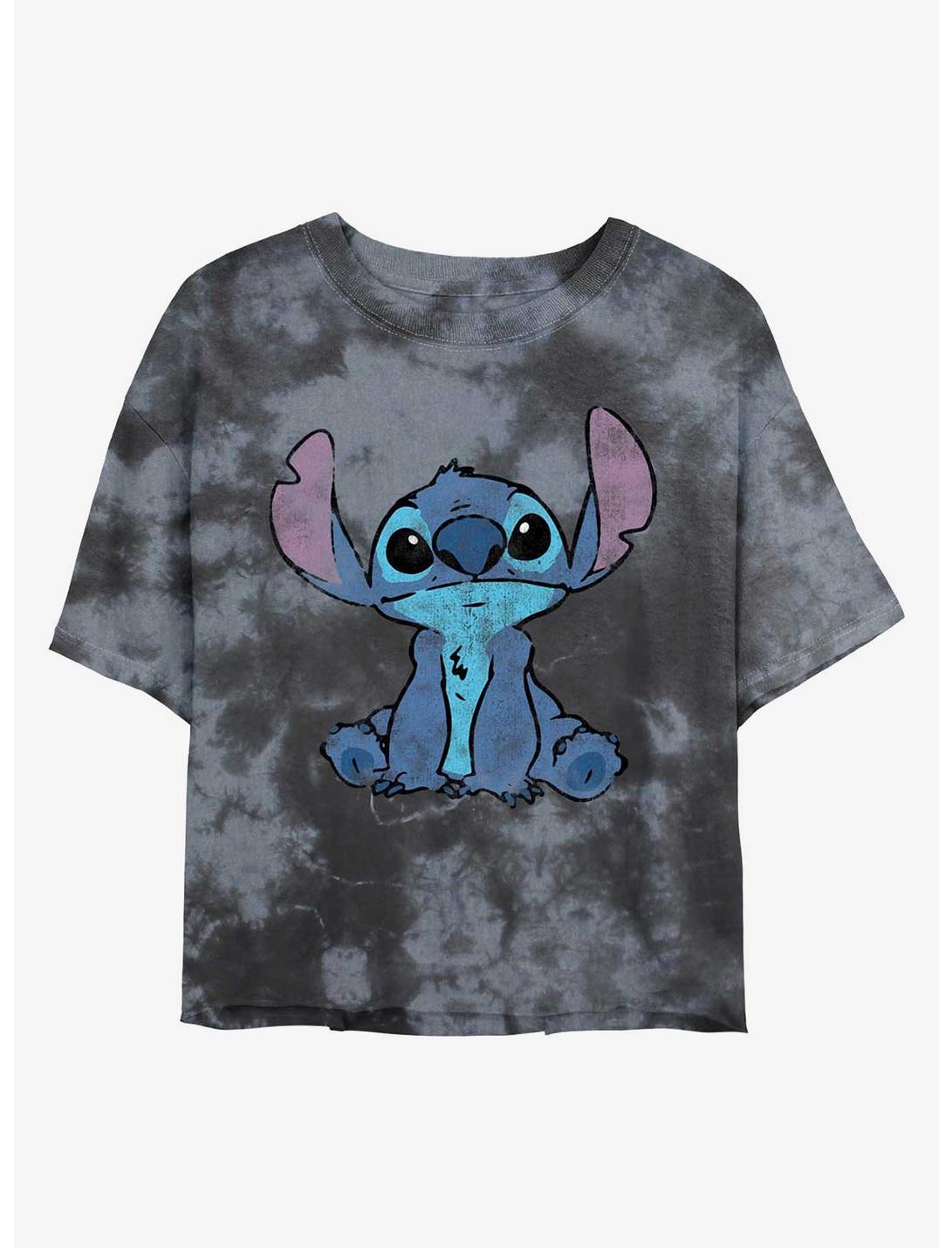 Disney Lilo & Stitch Simply Stitch Tie-Dye Girls Crop T-Shirt, BLKCHAR, hi-res