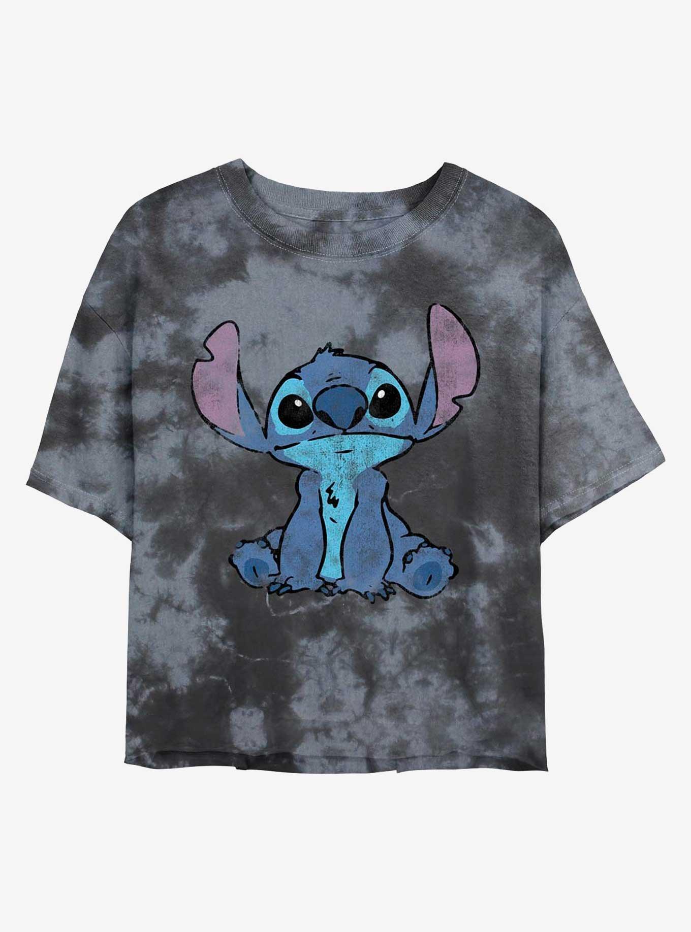 Disney Lilo & Stitch Simply Stitch Tie-Dye Girls Crop T-Shirt, BLKCHAR, hi-res