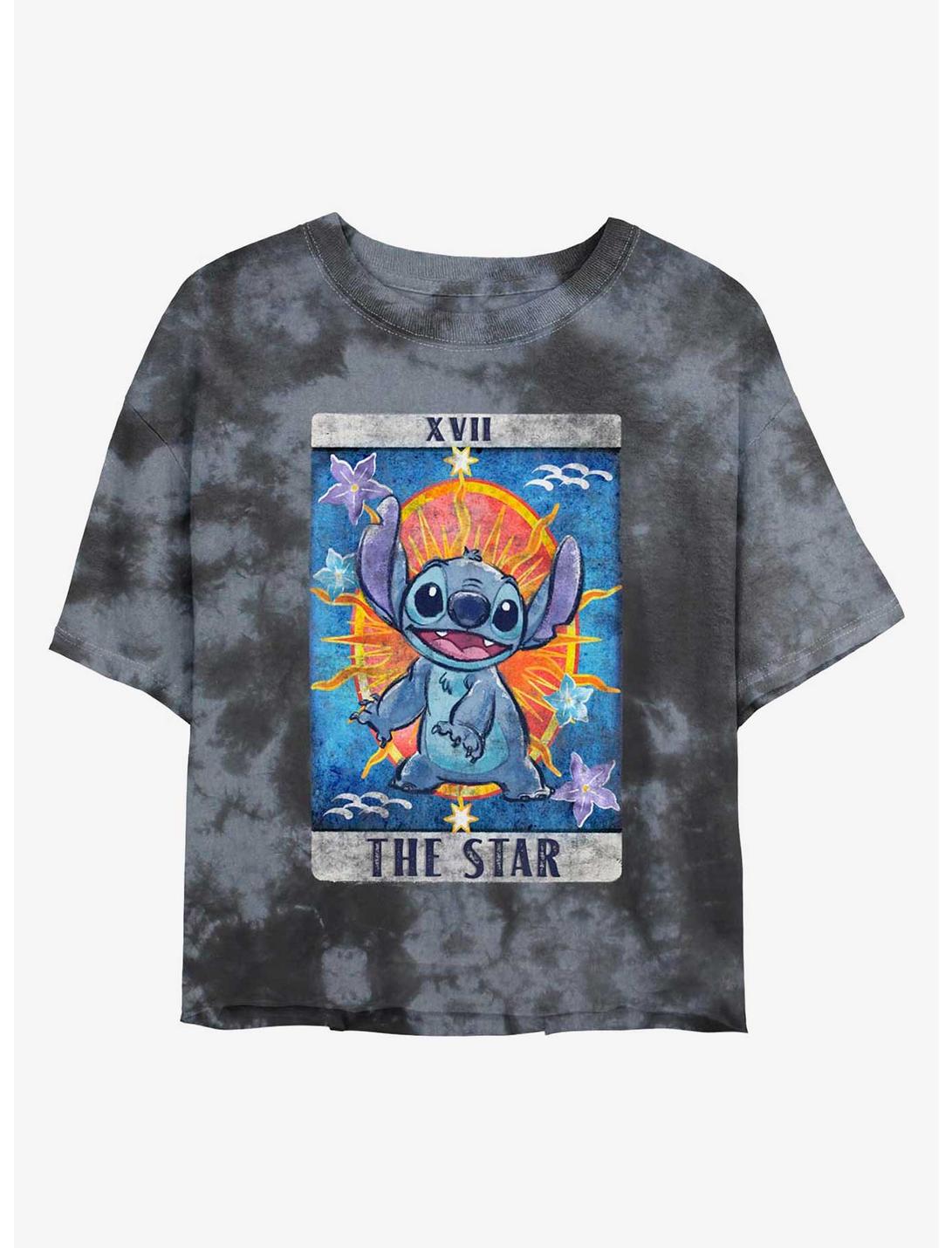 Disney Lilo & Stitch The Star Tarot Card Tie-Dye Girls Crop T-Shirt, BLKCHAR, hi-res