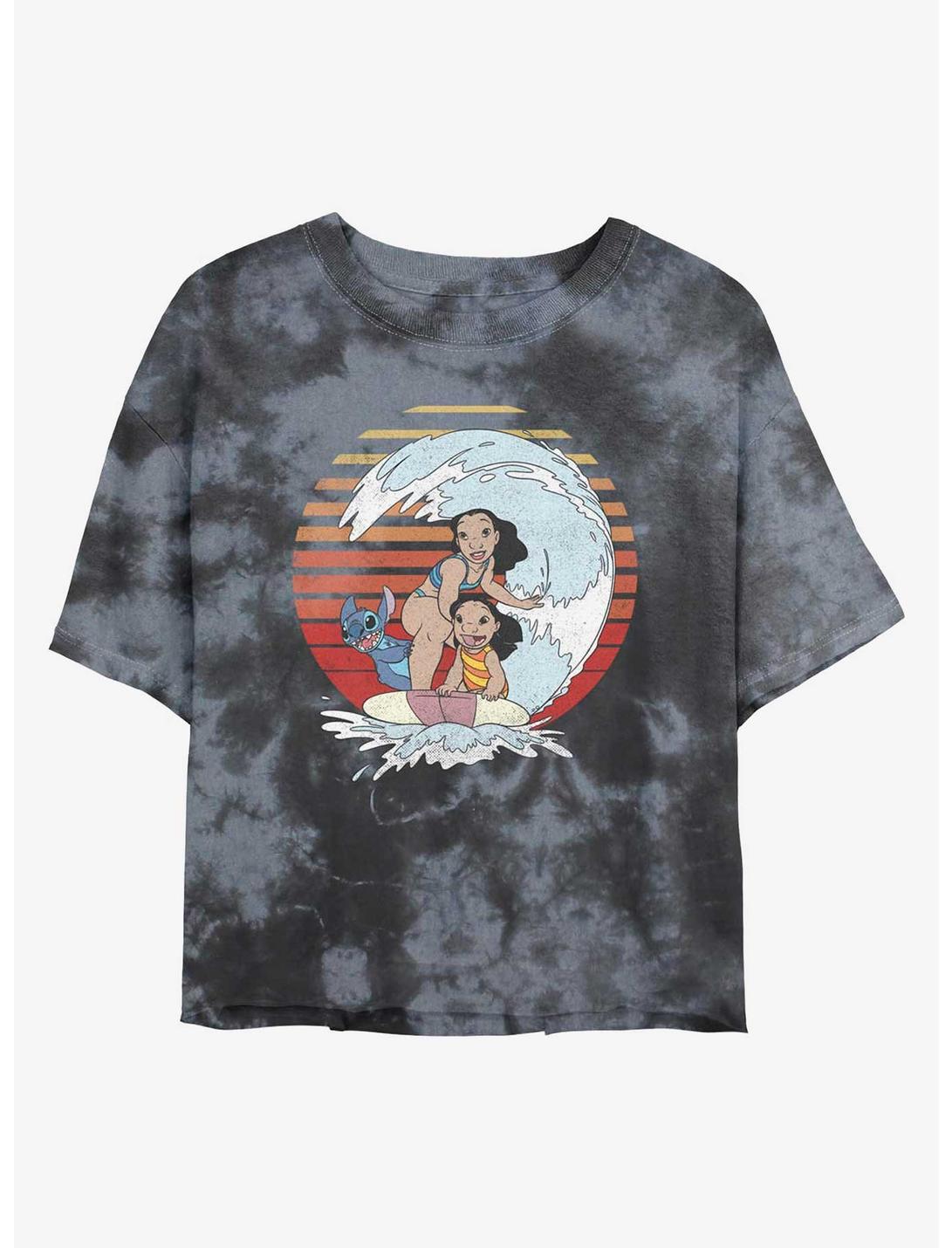 Disney Lilo & Stitch Sunset Family Tie-Dye Girls Crop T-Shirt, BLKCHAR, hi-res