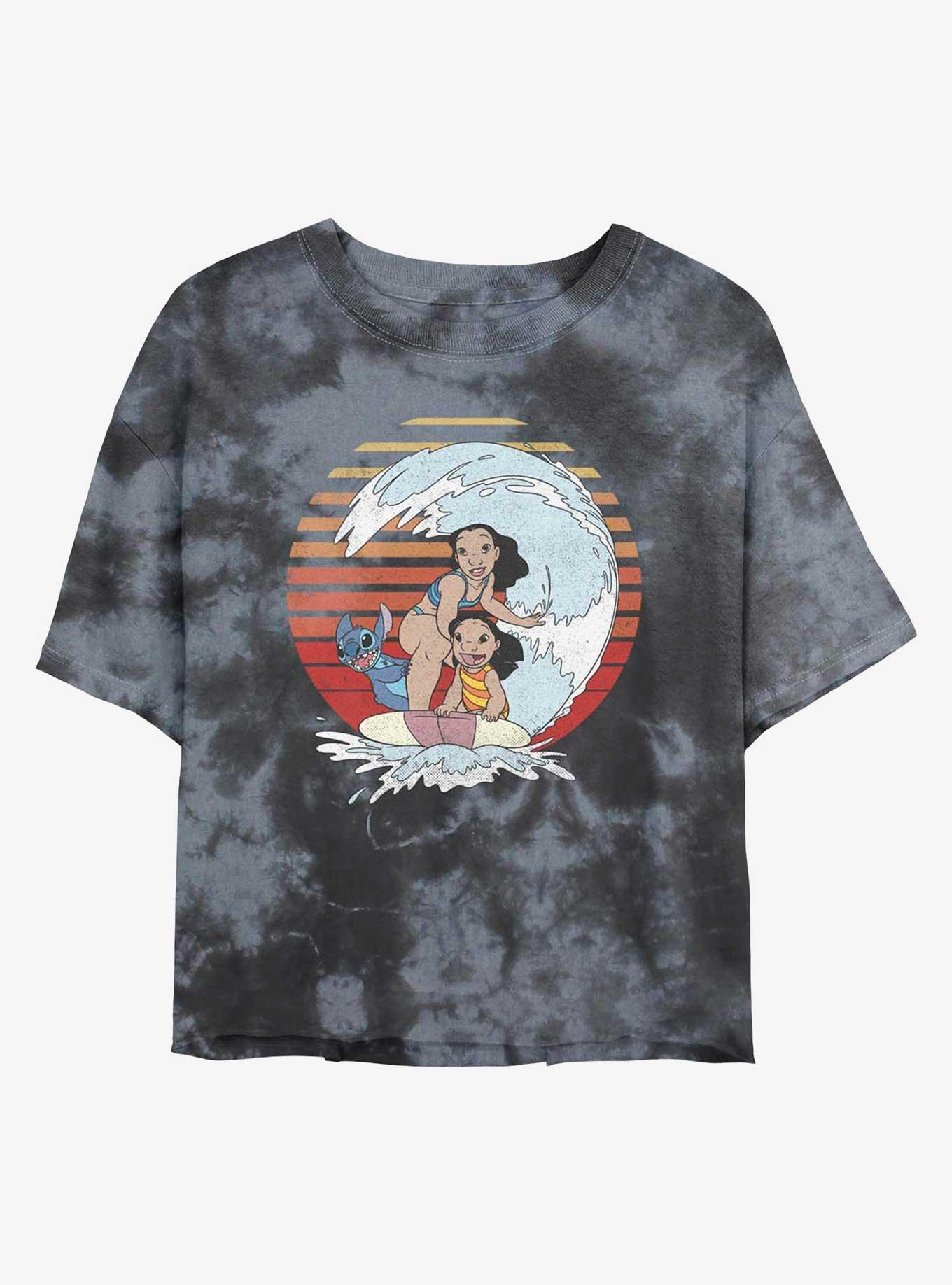 Disney Lilo & Stitch Sunset Family Tie-Dye Girls Crop T-Shirt, BLKCHAR, hi-res