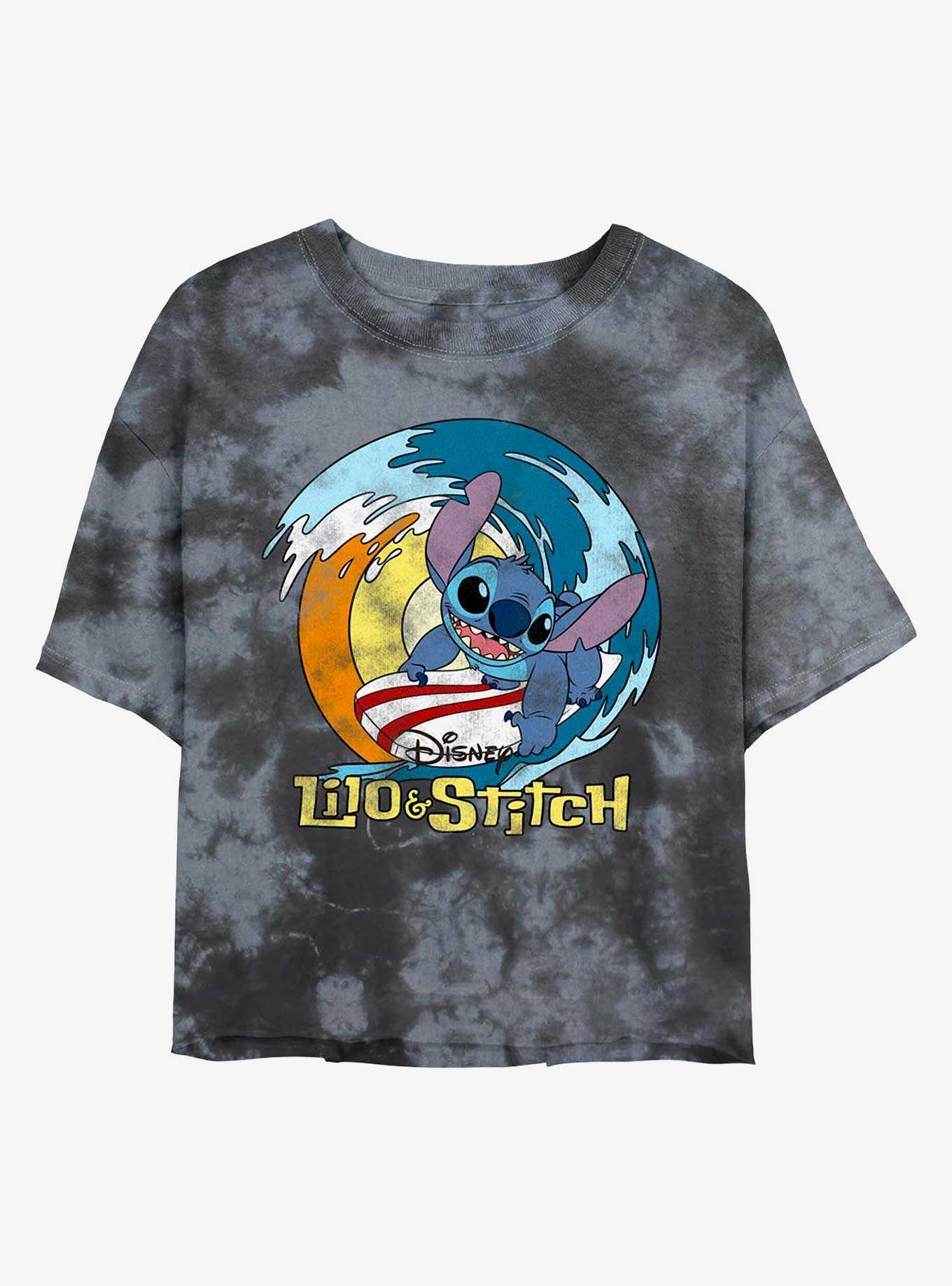 Disney Lilo & Stitch Surf's Up Tie-Dye Girls Crop T-Shirt, , hi-res