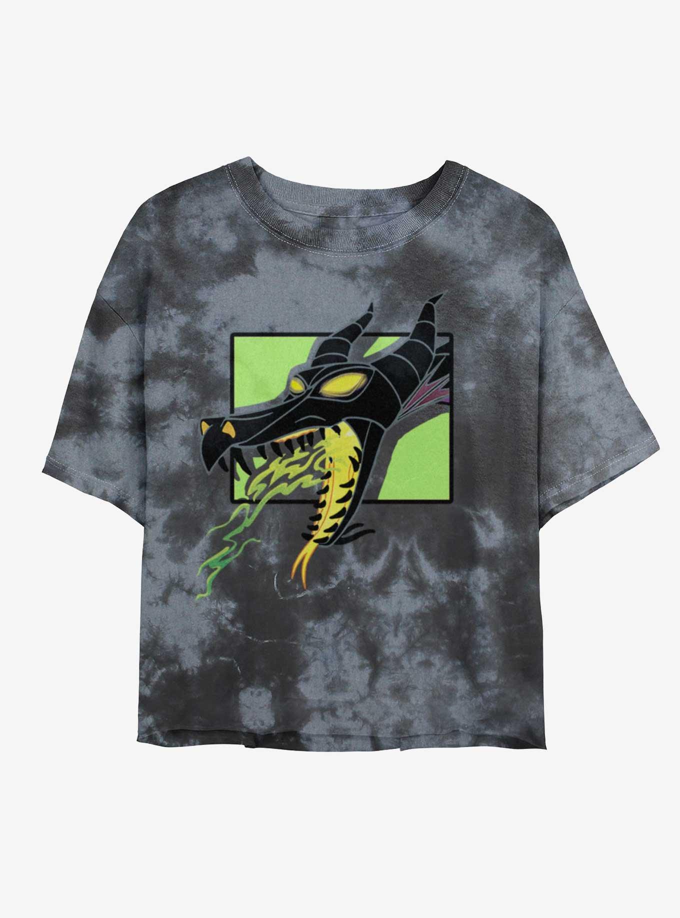 Disney Maleficent Dragon Breath Tie-Dye Girls Crop T-Shirt, BLKCHAR, hi-res