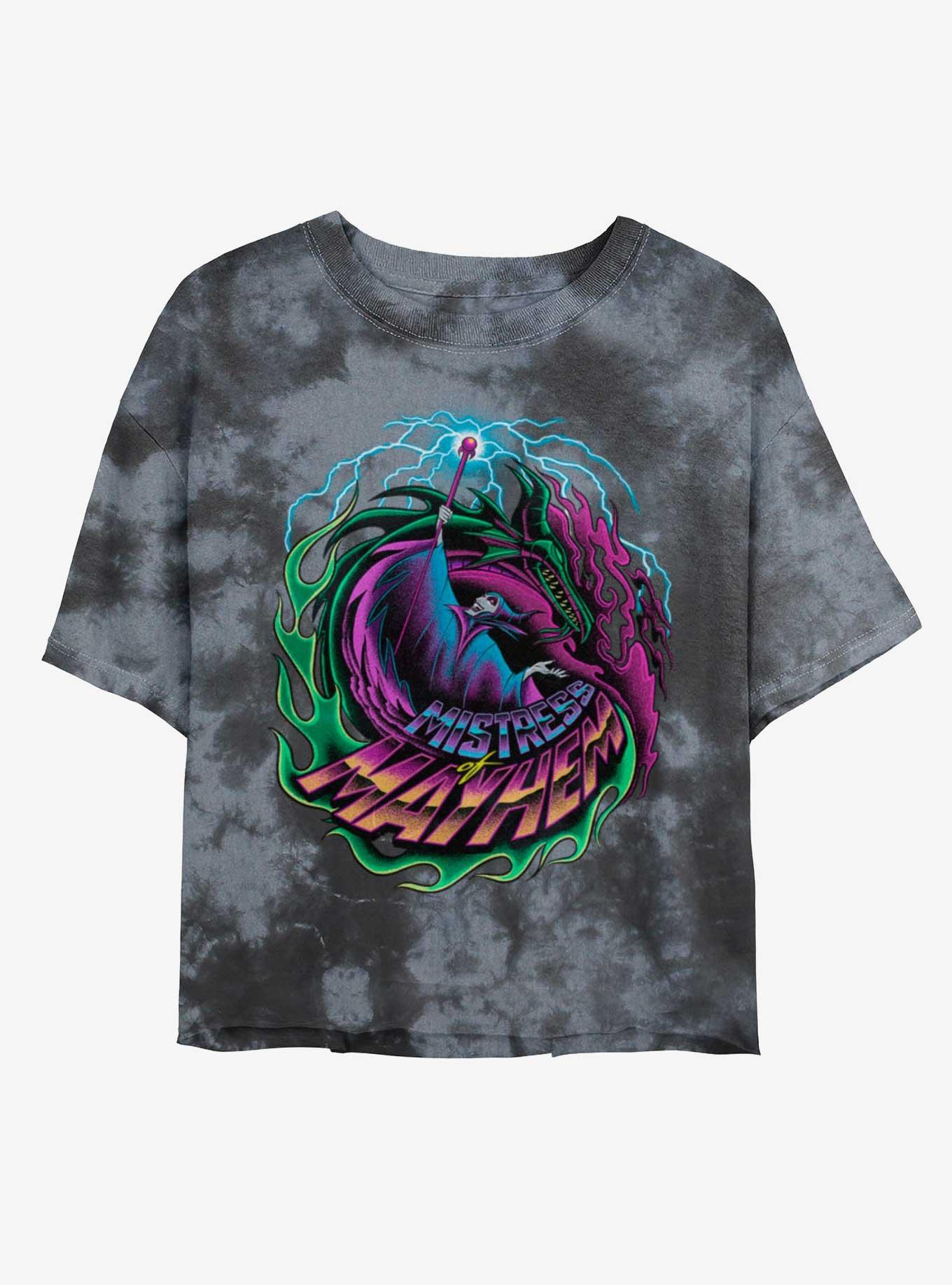 Disney Maleficent Mistress of Mayhem Tie-Dye Girls Crop T-Shirt, BLKCHAR, hi-res