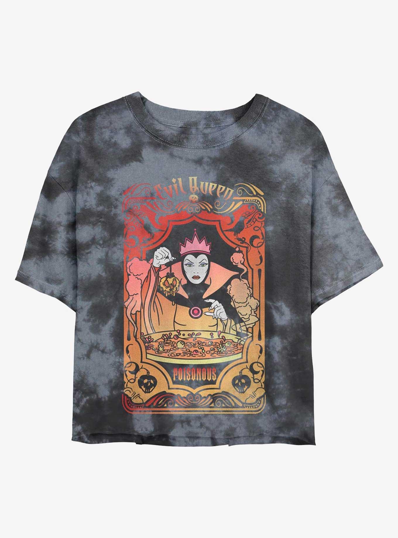 Disney Snow White and the Seven Dwarfs Tarot of Poisonous Evil Tie-Dye Girls Crop T-Shirt, BLKCHAR, hi-res