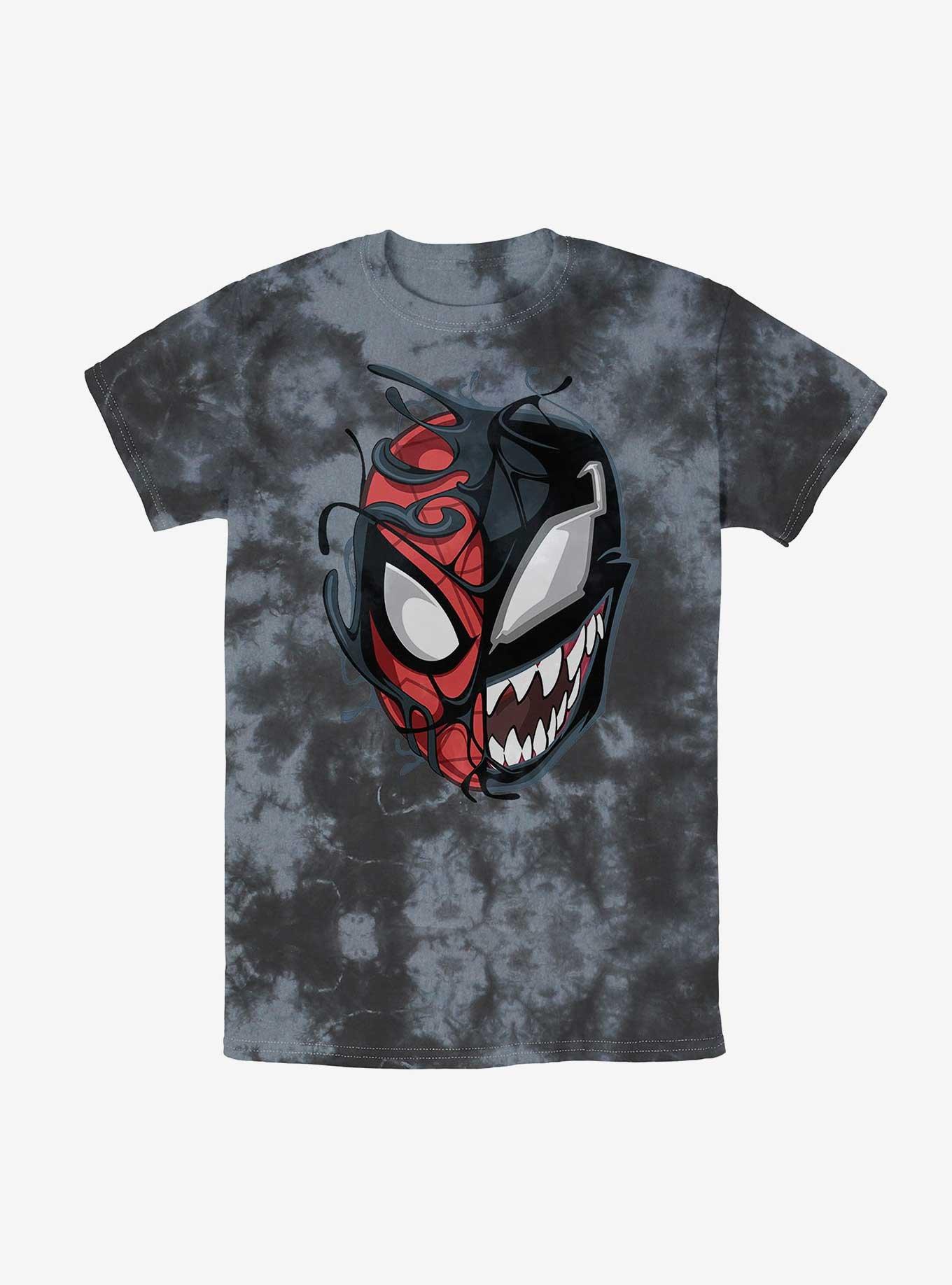 Marvel Venom Peter Venom Face Split Tie-Dye T-Shirt, BLKCHAR, hi-res