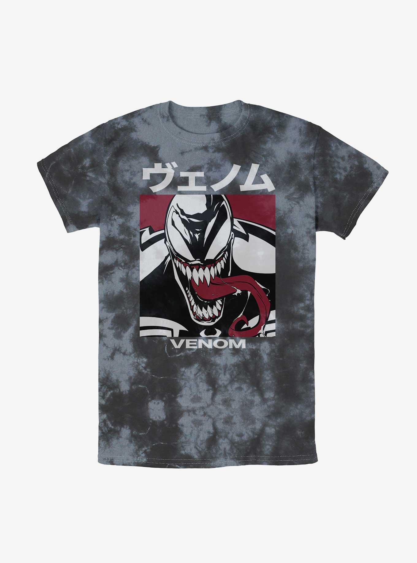 Marvel Venom Venomous Japanese Lettering Tie-Dye T-Shirt, BLKCHAR, hi-res