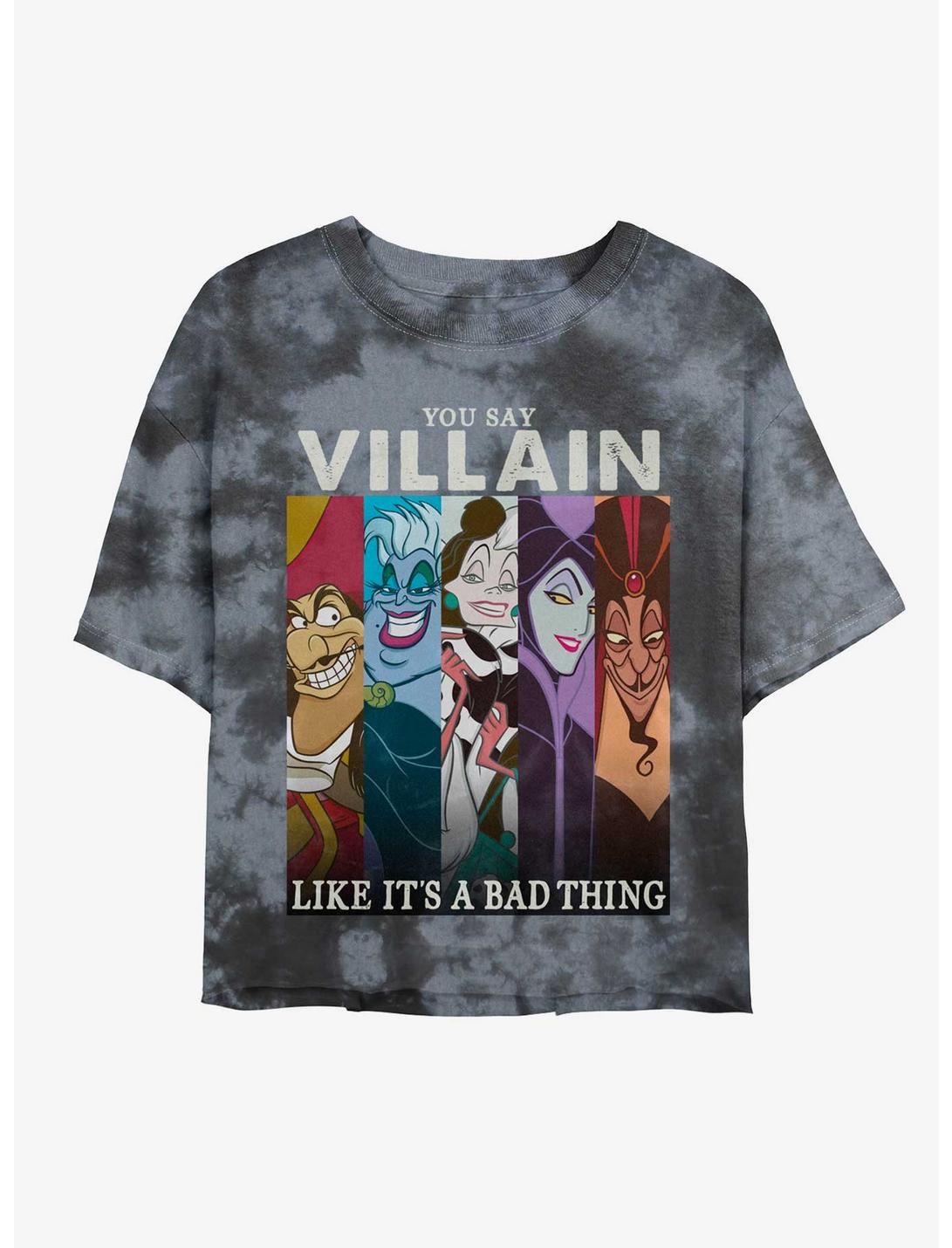 Disney Villains You Say Villain Likes It's A Bad Thing Tie-Dye Girls Crop T-Shirt, BLKCHAR, hi-res