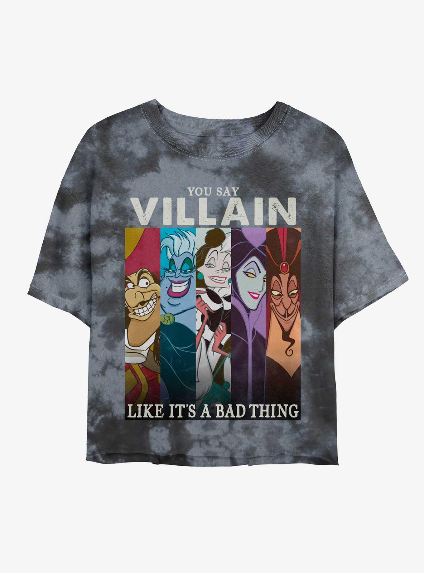 Disney Villains You Say Villain Likes It's A Bad Thing Tie-Dye Girls Crop T-Shirt, BLKCHAR, hi-res