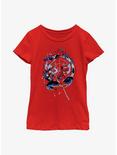 Marvel Spider-Man Circle Evolution Youth Girls T-Shirt, RED, hi-res