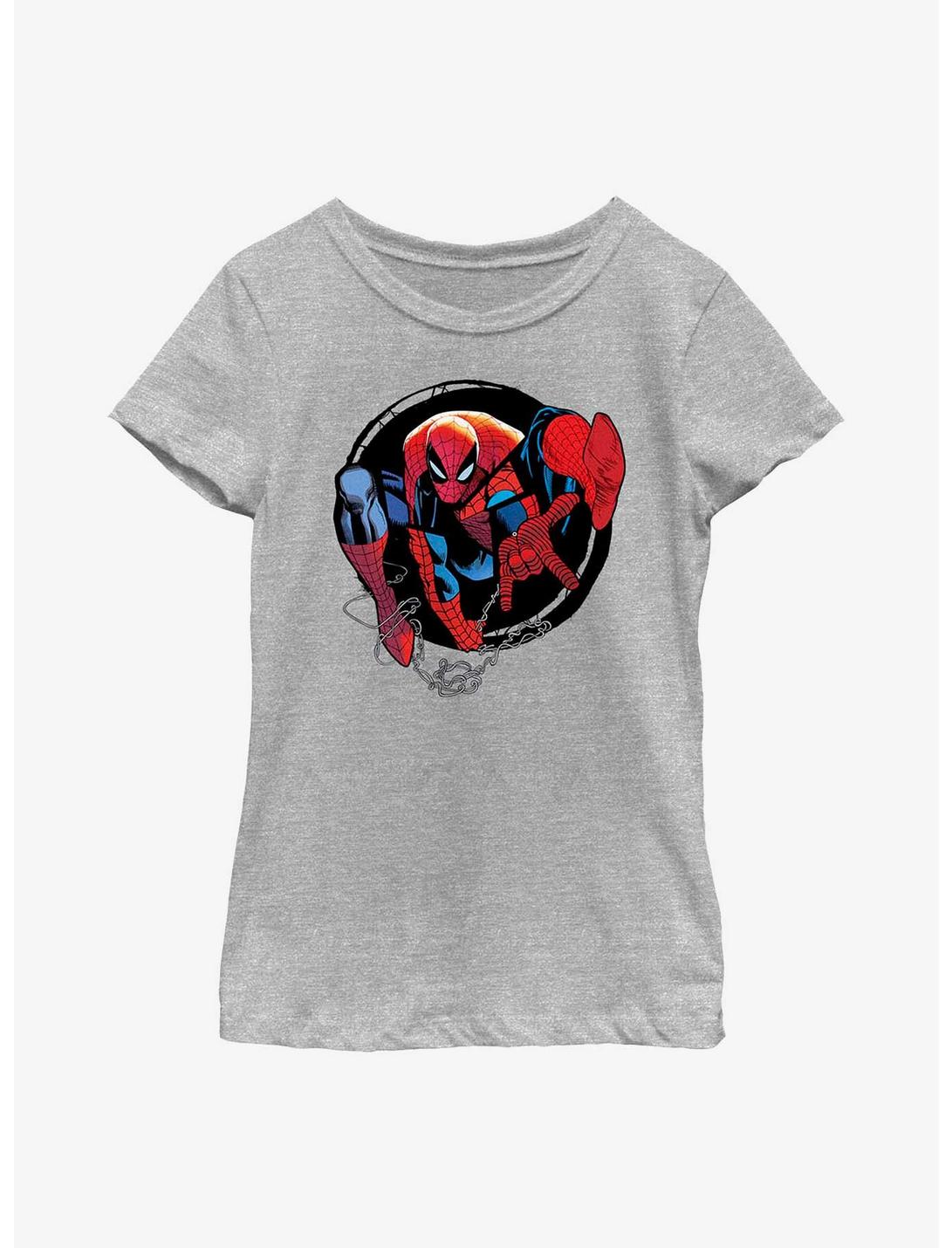 Marvel Spider-Man Circle Forward Youth Girls T-Shirt, ATH HTR, hi-res