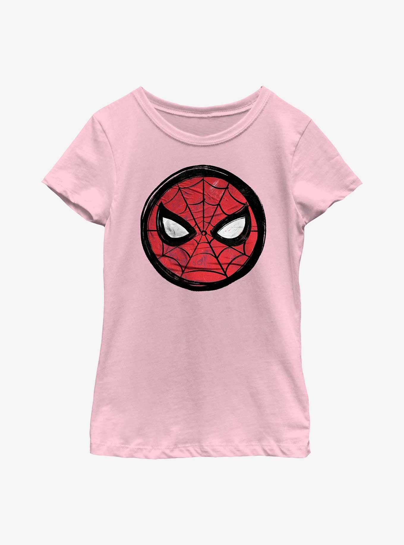 Marvel Spider-Man Sketched Mask Icon Youth Girls T-Shirt, , hi-res