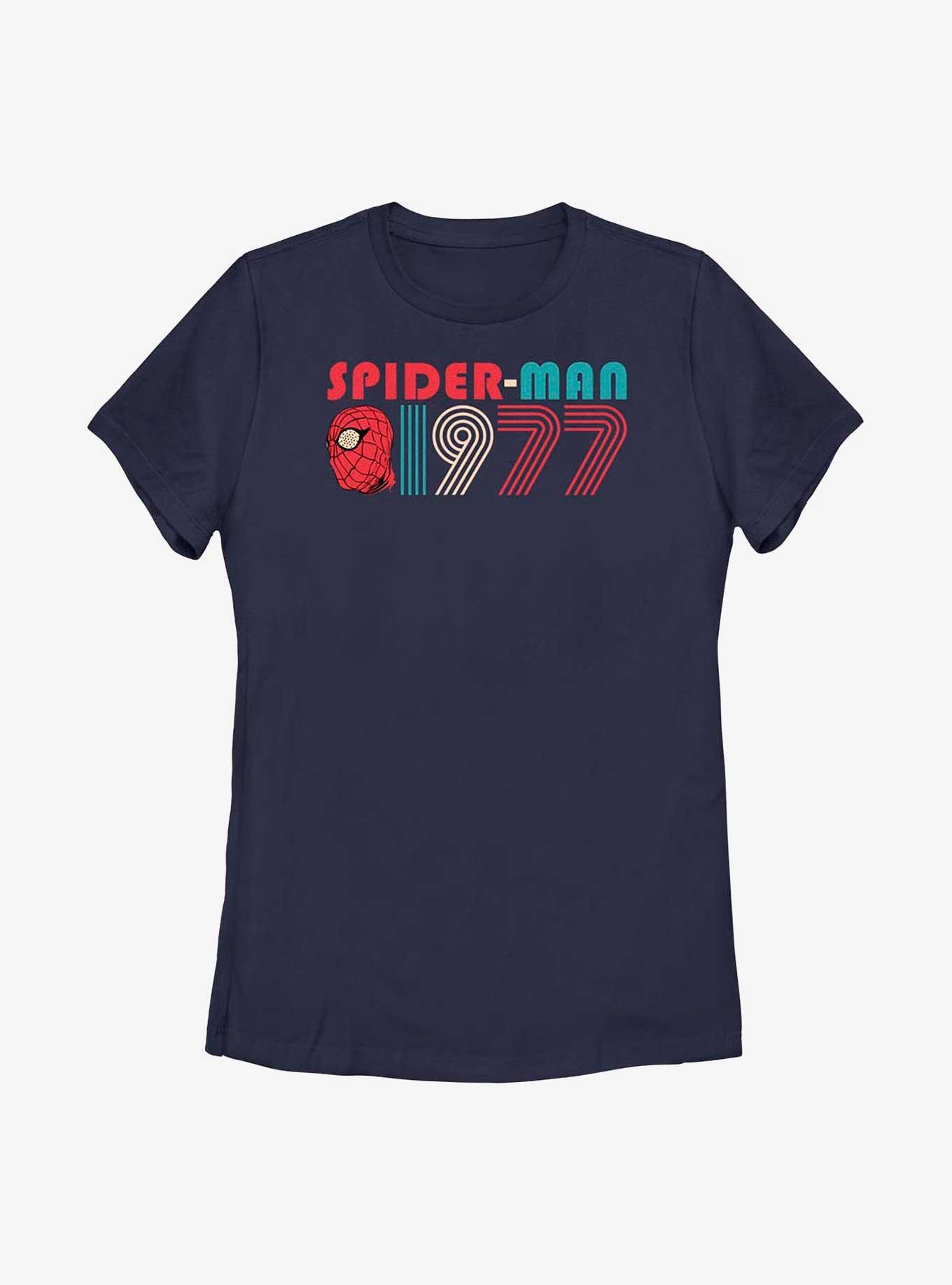 Marvel Spider-Man 1977 Retro Womens T-Shirt, NAVY, hi-res