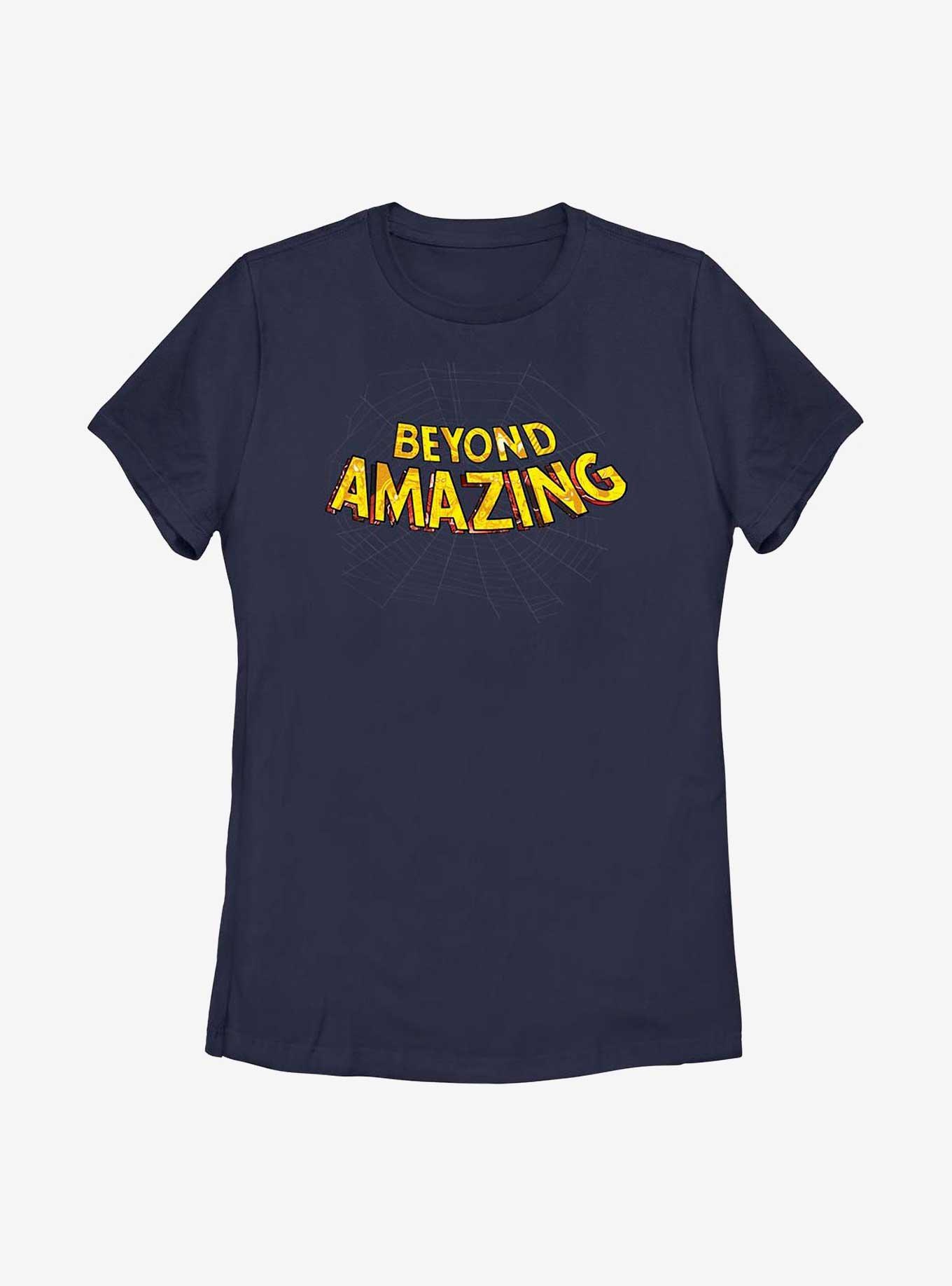 Marvel Spider-Man Beyond Amazing Web Logo Womens T-Shirt, NAVY, hi-res