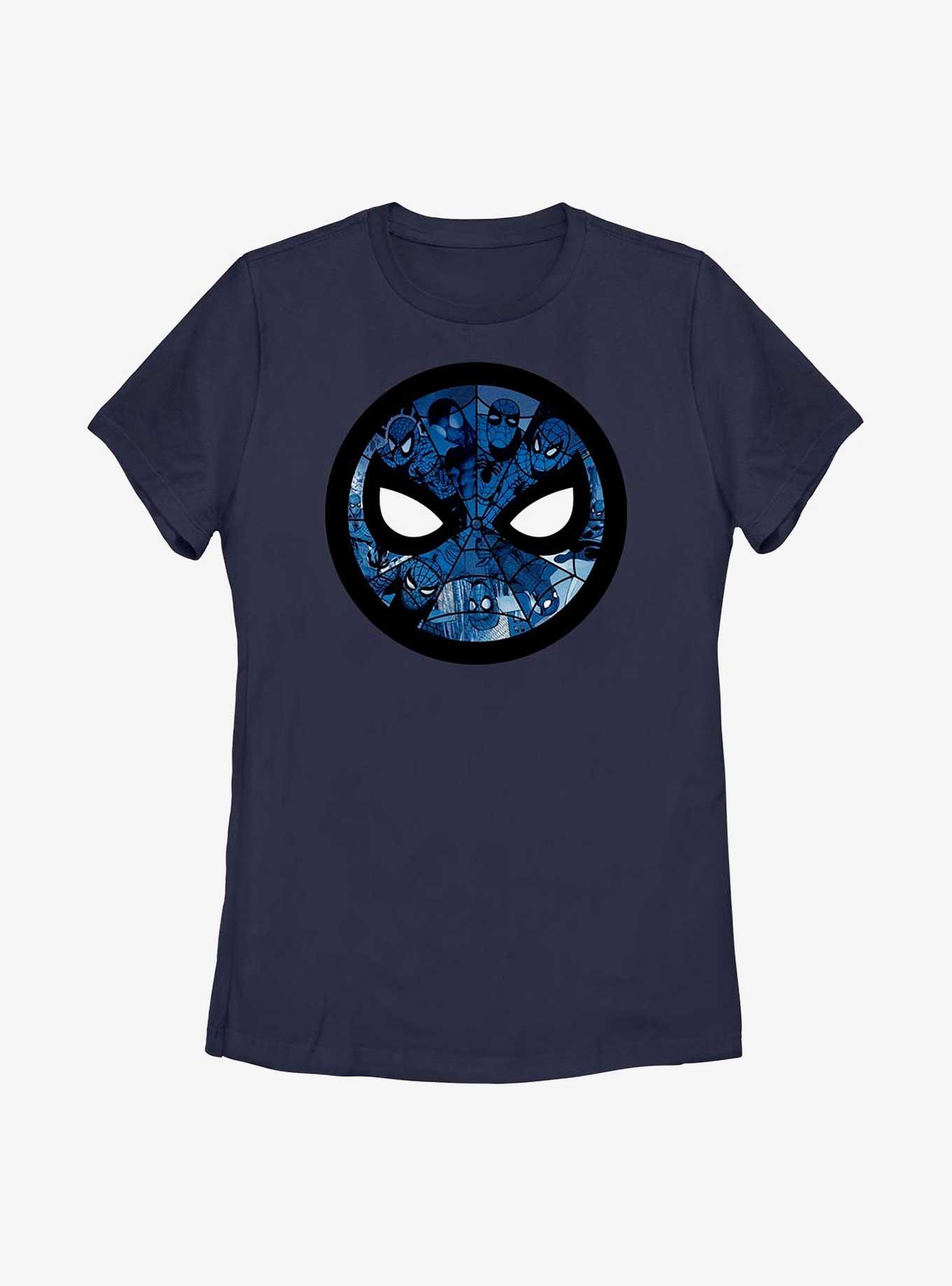 Marvel Spider-Man Mask Of Faces Womens T-Shirt, NAVY, hi-res