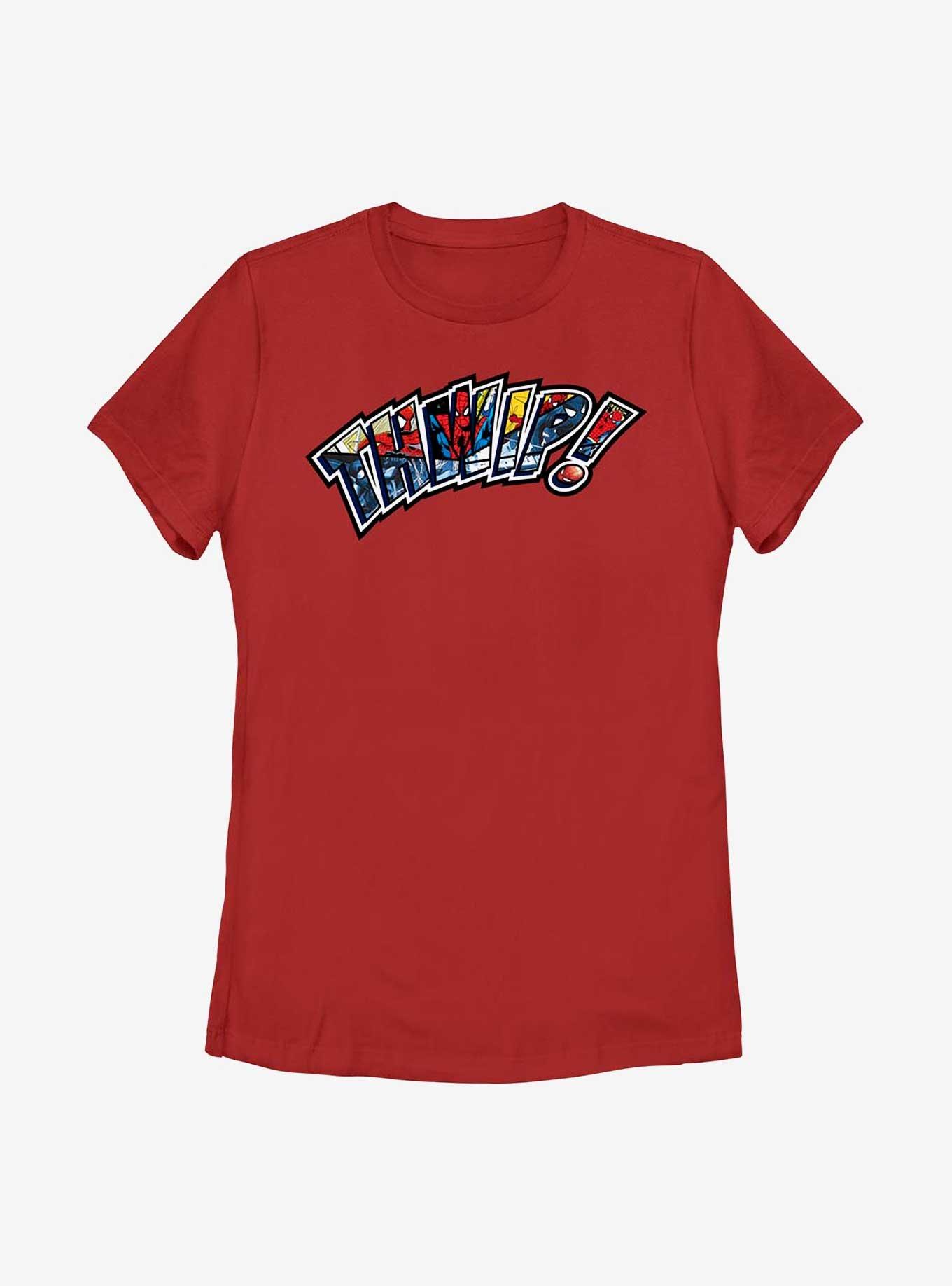 Marvel Spider-Man Thwip! Comic Font Womens T-Shirt, RED, hi-res