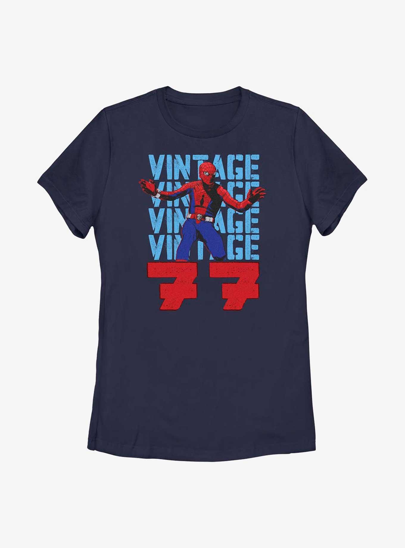 Marvel Spider-Man Vintage 77 Womens T-Shirt, NAVY, hi-res