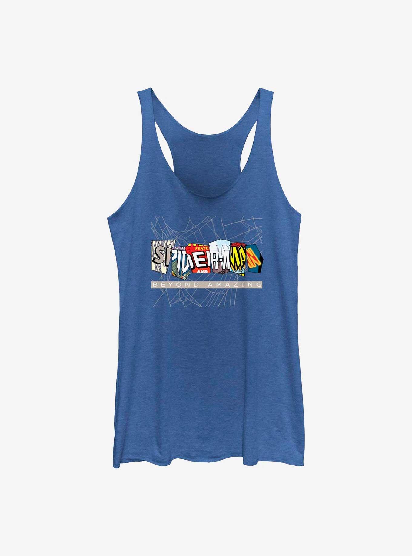 Marvel Spider-Man Beyond Amazing Comic Clippings Logo Womens Tank Top, ROY HTR, hi-res