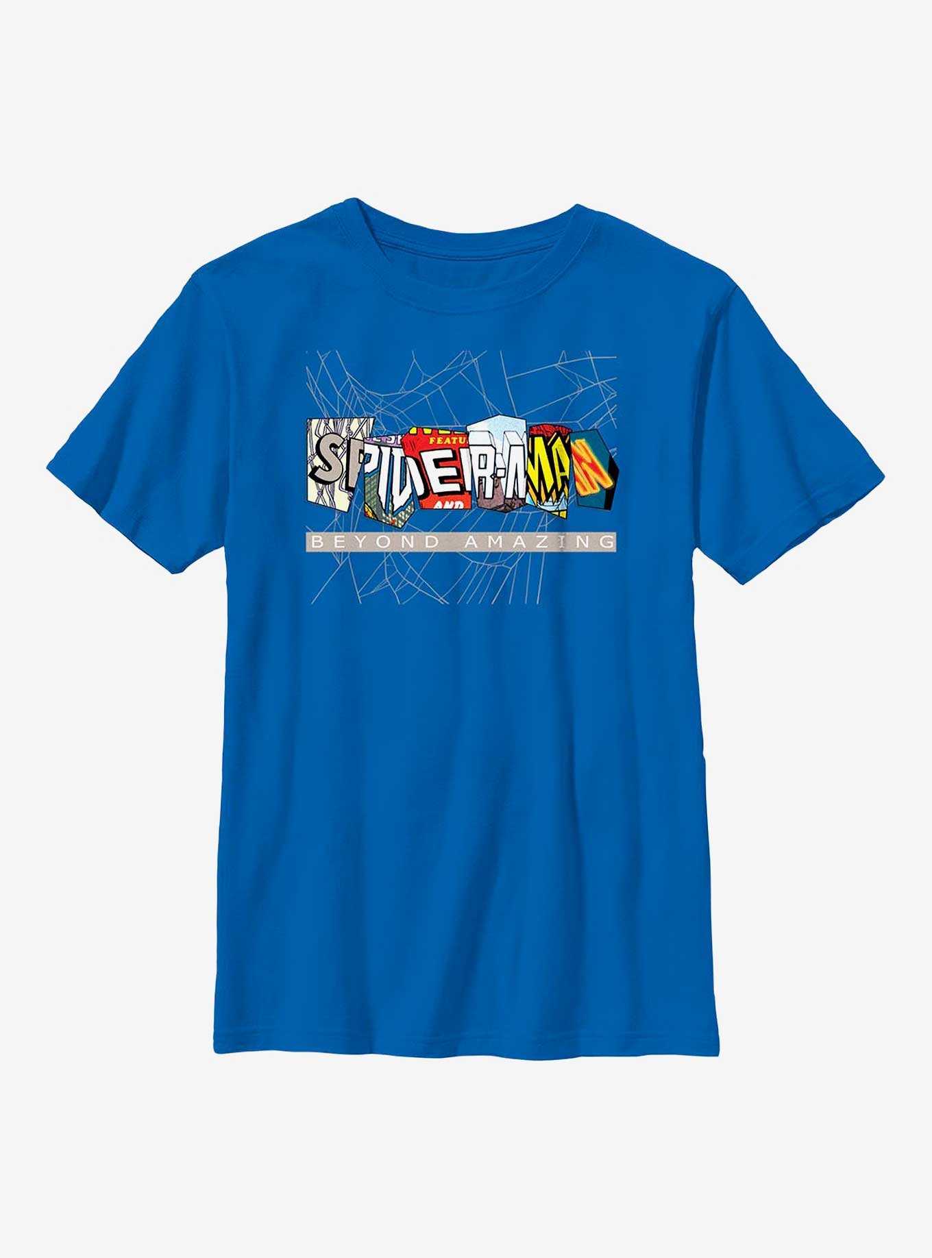 Marvel Spider-Man Beyond Amazing Comic Clippings Logo Youth T-Shirt, , hi-res