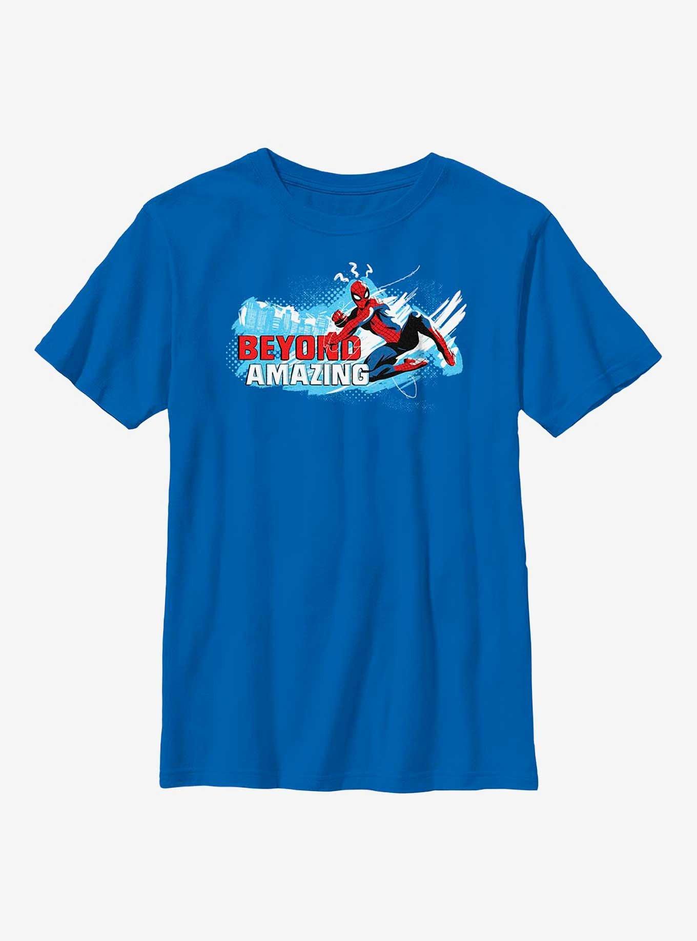 Marvel Spider-Man Beyond Amazing Swing Pose Youth T-Shirt, ROYAL, hi-res