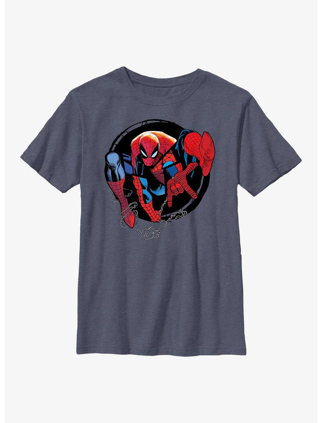 Marvel Spider-Man Circle Forward Youth T-Shirt, NAVY HTR, hi-res