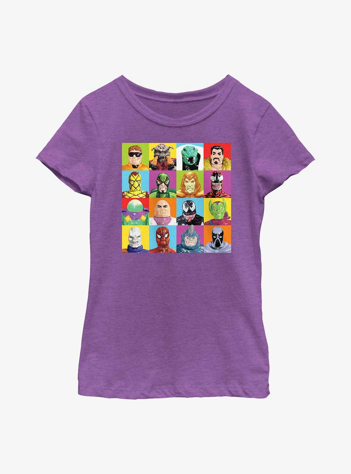 Marvel Spider-Man Action Figures Grid Youth Girls T-Shirt, PURPLE BERRY, hi-res