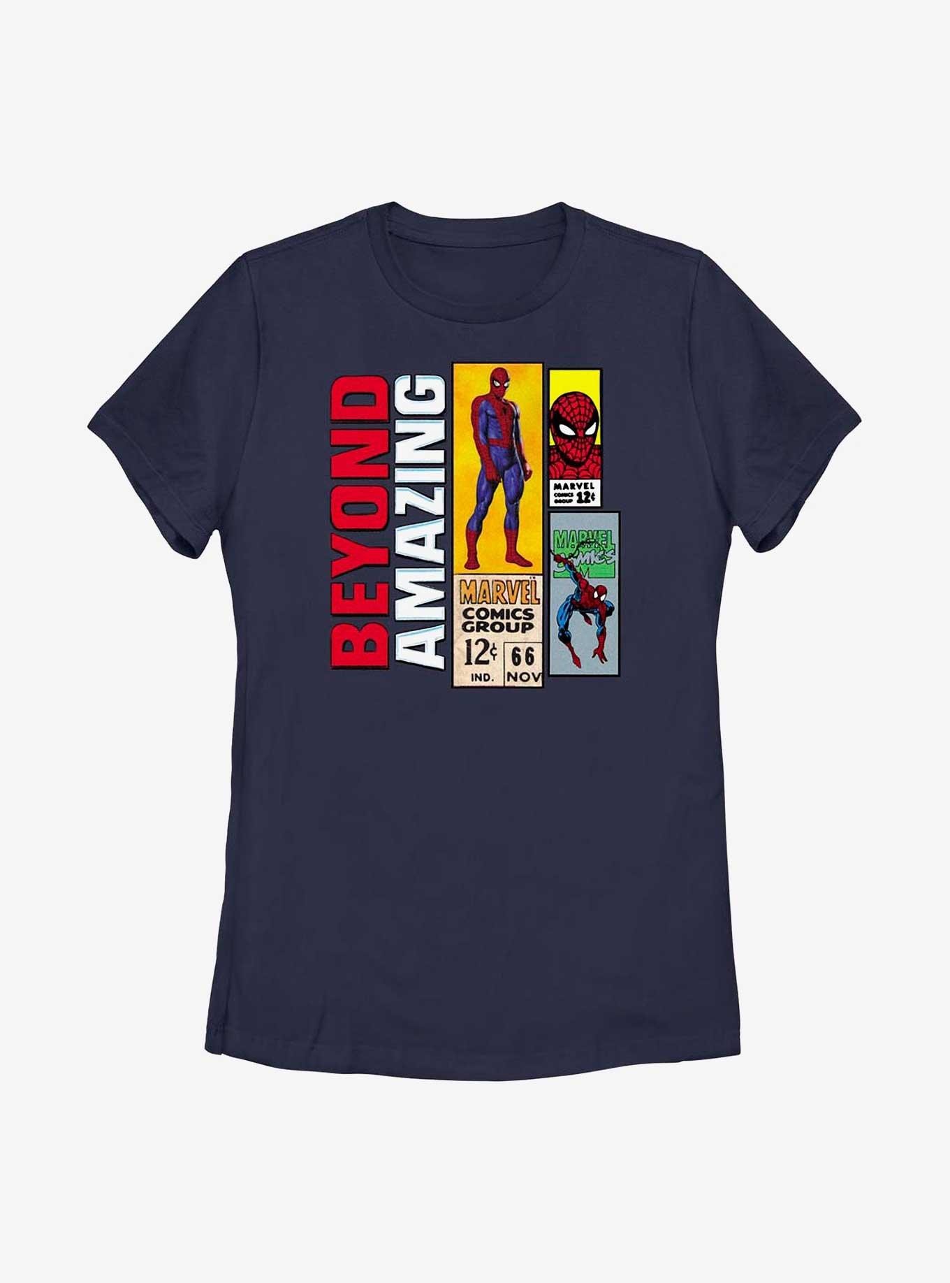 Marvel Spider-Man Beyond Amazing Comic Womens T-Shirt, NAVY, hi-res view 1