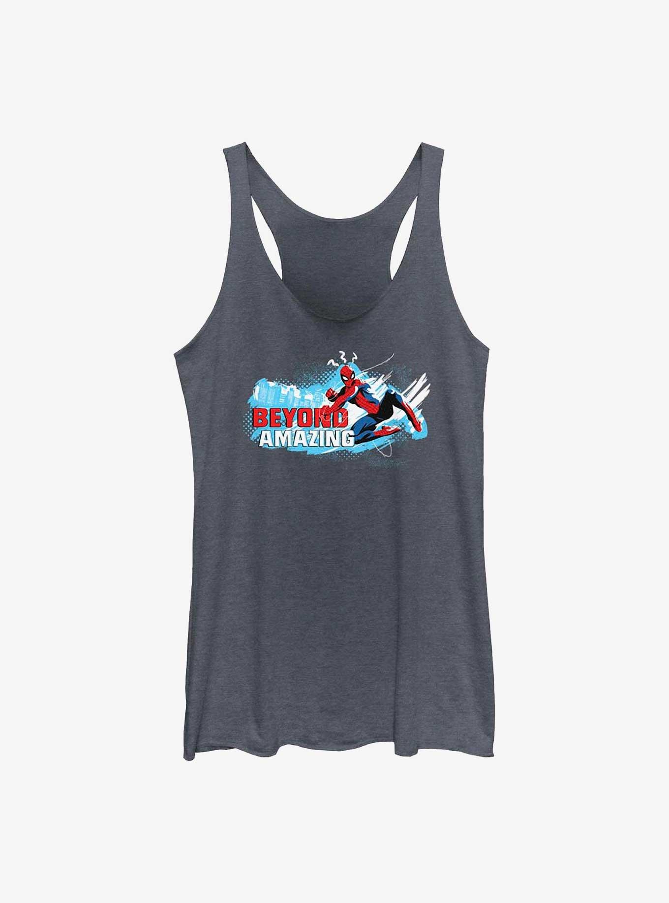 Marvel Spider-Man Beyond Amazing Swing Pose Womens Tank Top, NAVY HTR, hi-res
