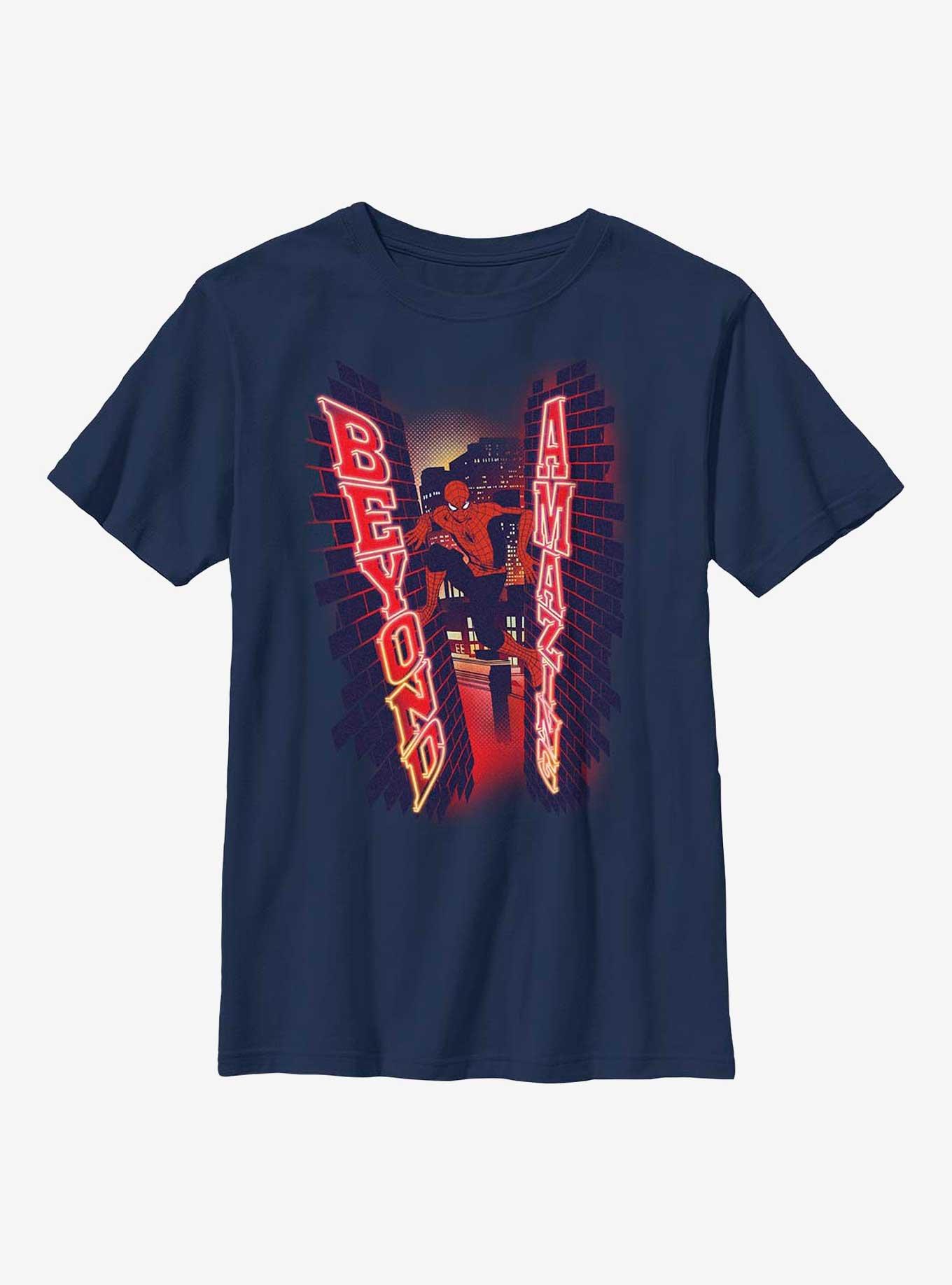 Marvel Spider-Man Beyond Amazing Wall Climb Youth T-Shirt, NAVY, hi-res