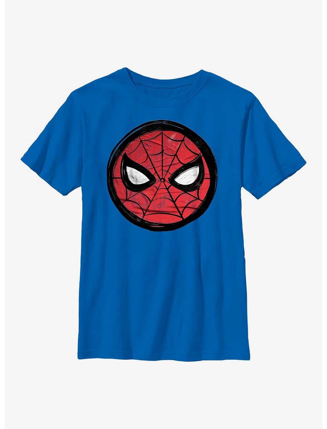 Marvel Spider-Man Sketched Mask Icon Youth T-Shirt, ROYAL, hi-res