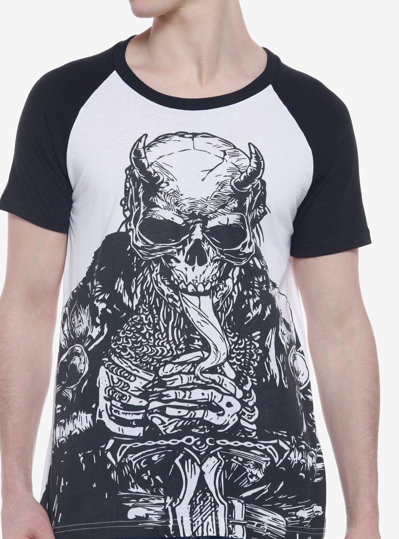 Skull Demon Raglan T-Shirt, BLACK, hi-res