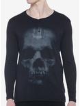 Grunge Faded Skull Henley Long-Sleeve T-Shirt, BLACK, hi-res