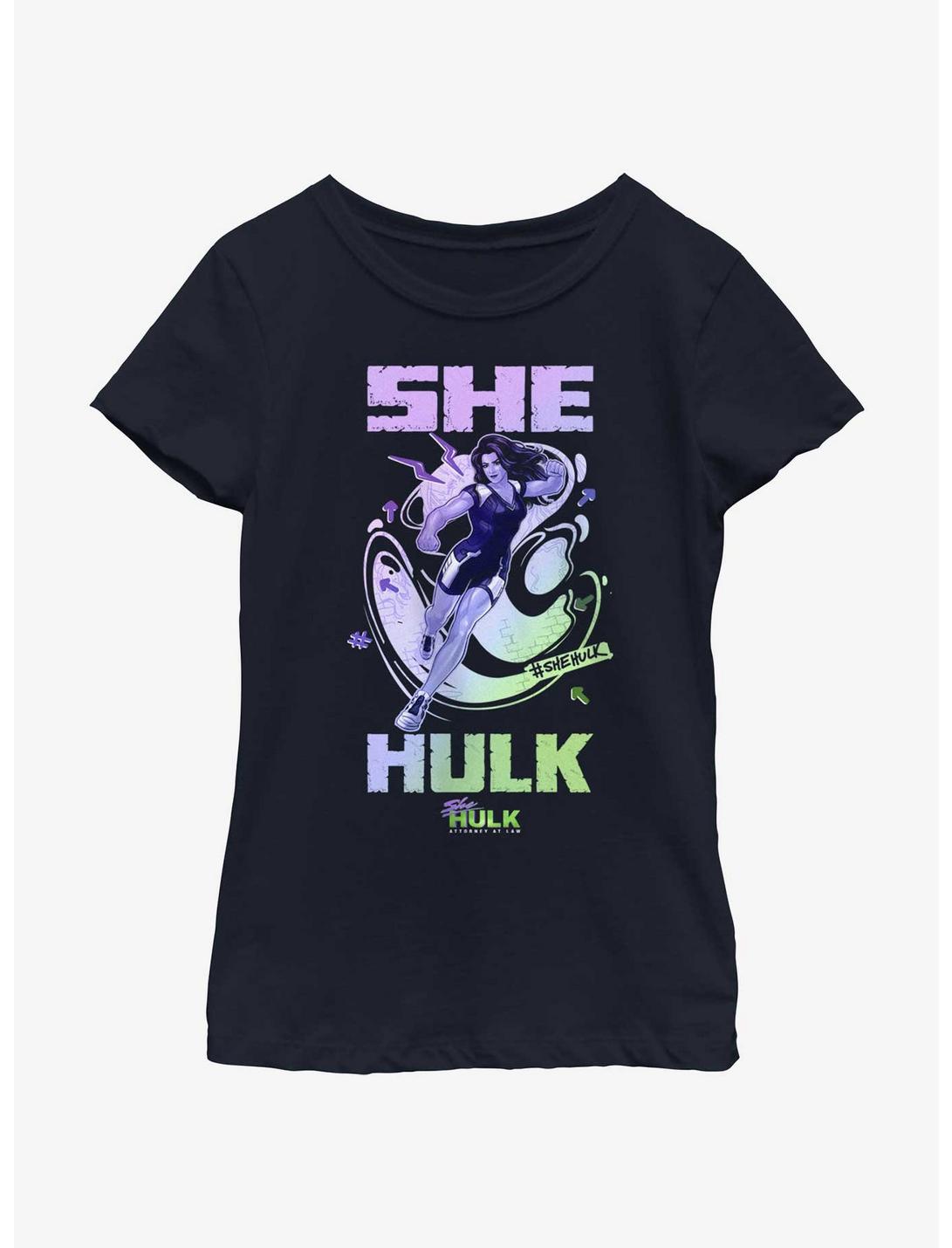 Marvel She-Hulk Hero Gradient Youth Girls T-Shirt, NAVY, hi-res
