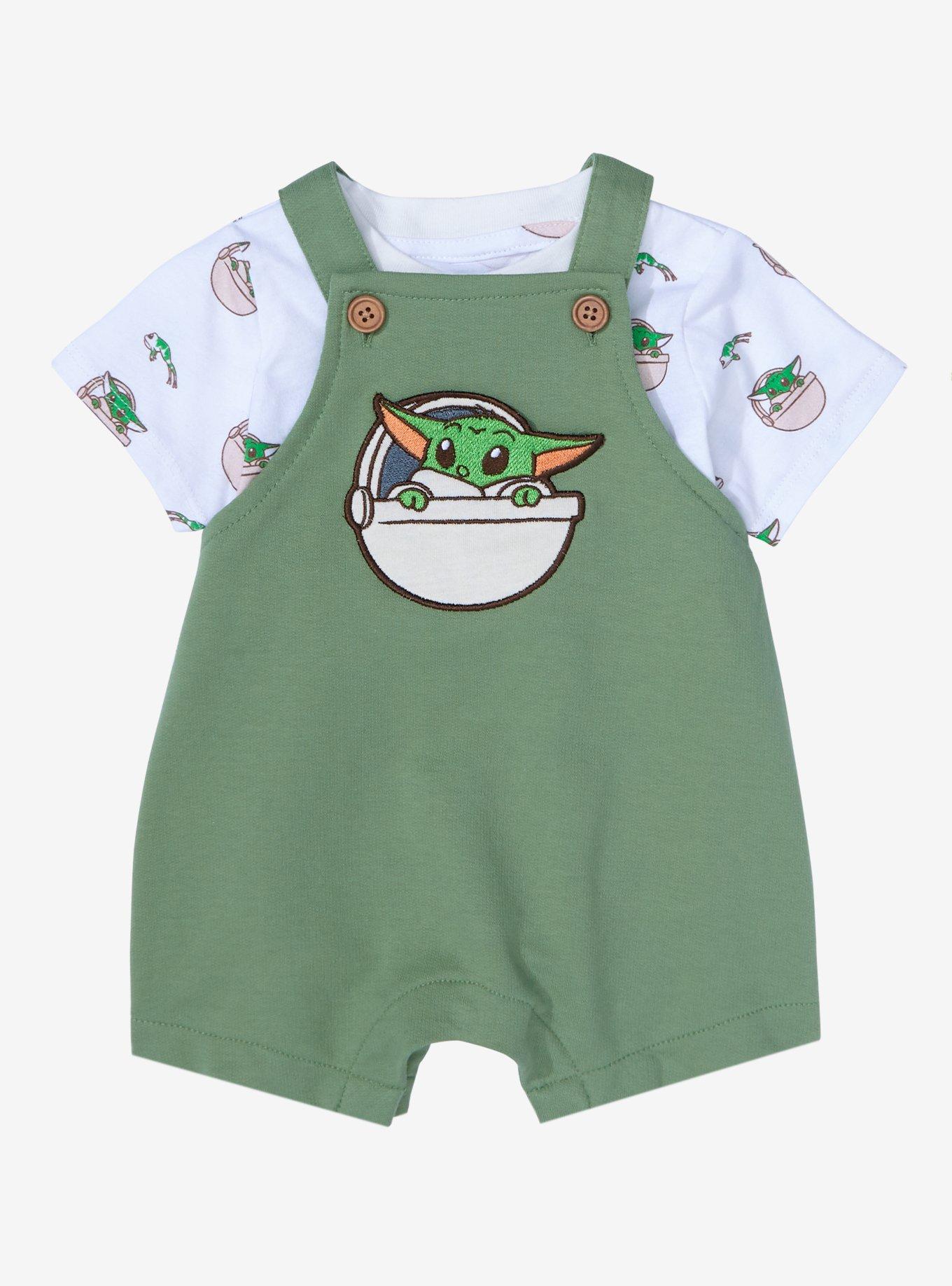 Star Wars The Mandalorian Baby Grogu Sleep N‘ Play Overalls: 2er Pack, Größe 6-9 Monate, Grün/weiß – Für Kleine Jedi-Fans