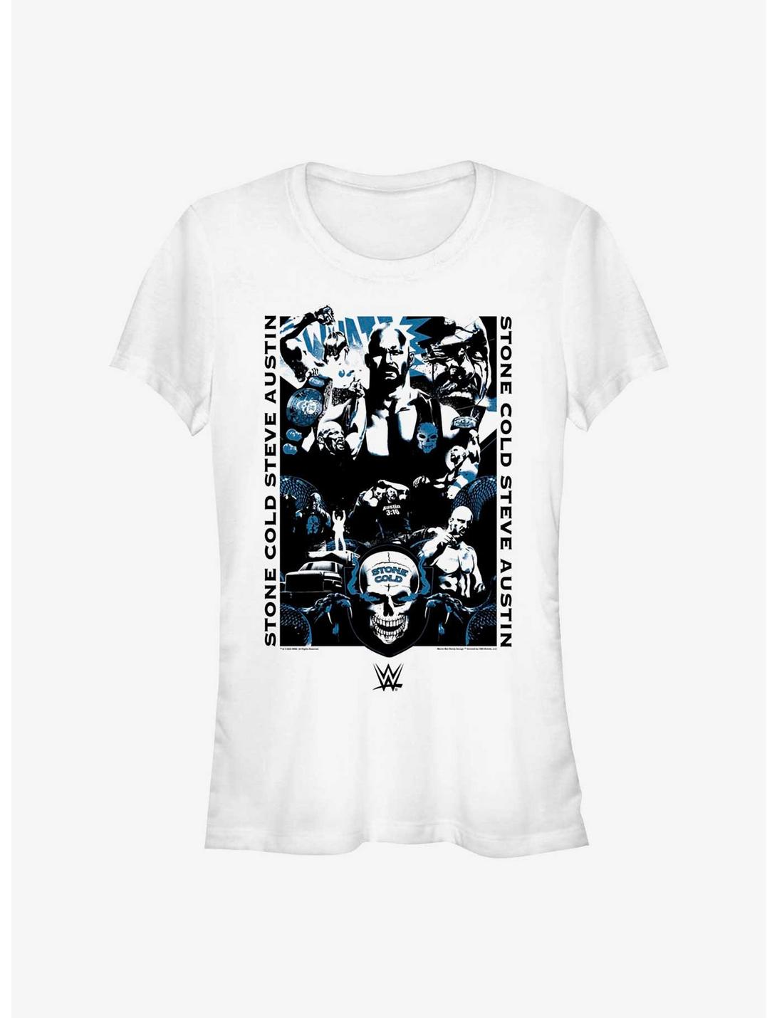 WWE Stone Cold Steve Austin Collage Girls T-Shirt, WHITE, hi-res