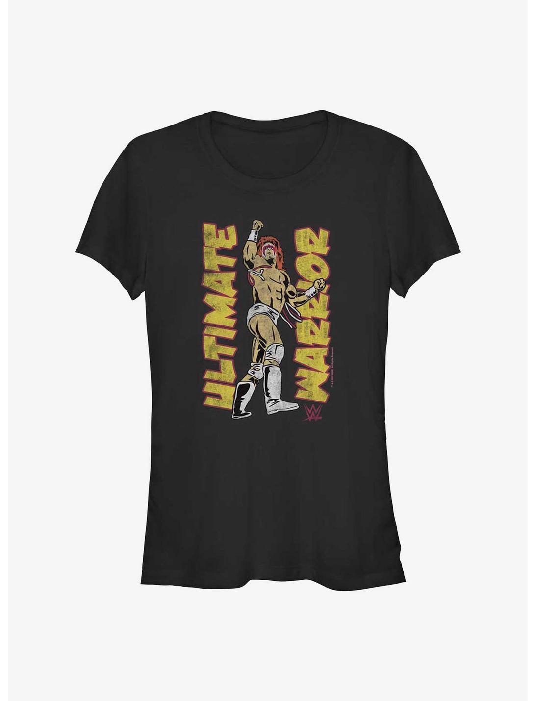 WWE Ultimate Warrior Retro Portrait Girls T-Shirt, BLACK, hi-res