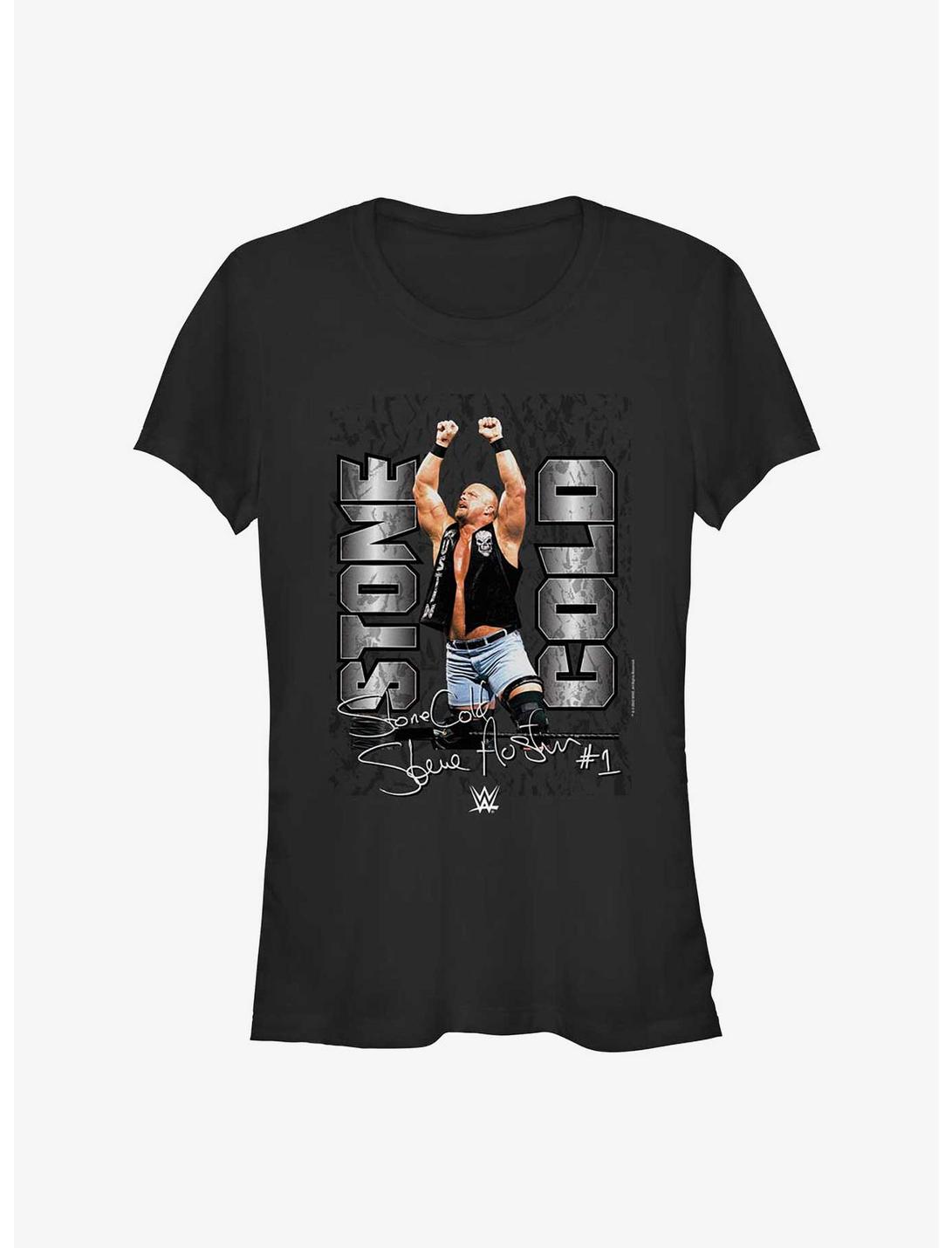 WWE Stone Cold Steve Austin Signature Photo Girls T-Shirt, BLACK, hi-res