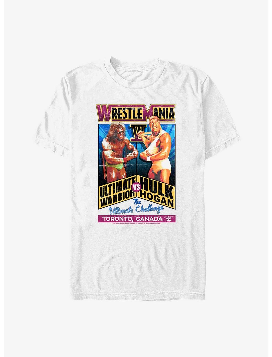 WWE WrestleMania 6 The Ultimate Challenge Ultimate Warrior vs. Hulk Hogan T-Shirt, WHITE, hi-res