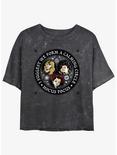Disney Hocus Pocus Sanderson Sisters Calming Circle Mineral Wash Womens Crop T-Shirt, BLACK, hi-res