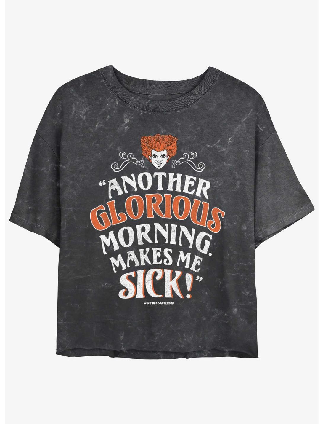 Disney Hocus Pocus Winnie Another Glorious Morning Mineral Wash Womens Crop T-Shirt, BLACK, hi-res