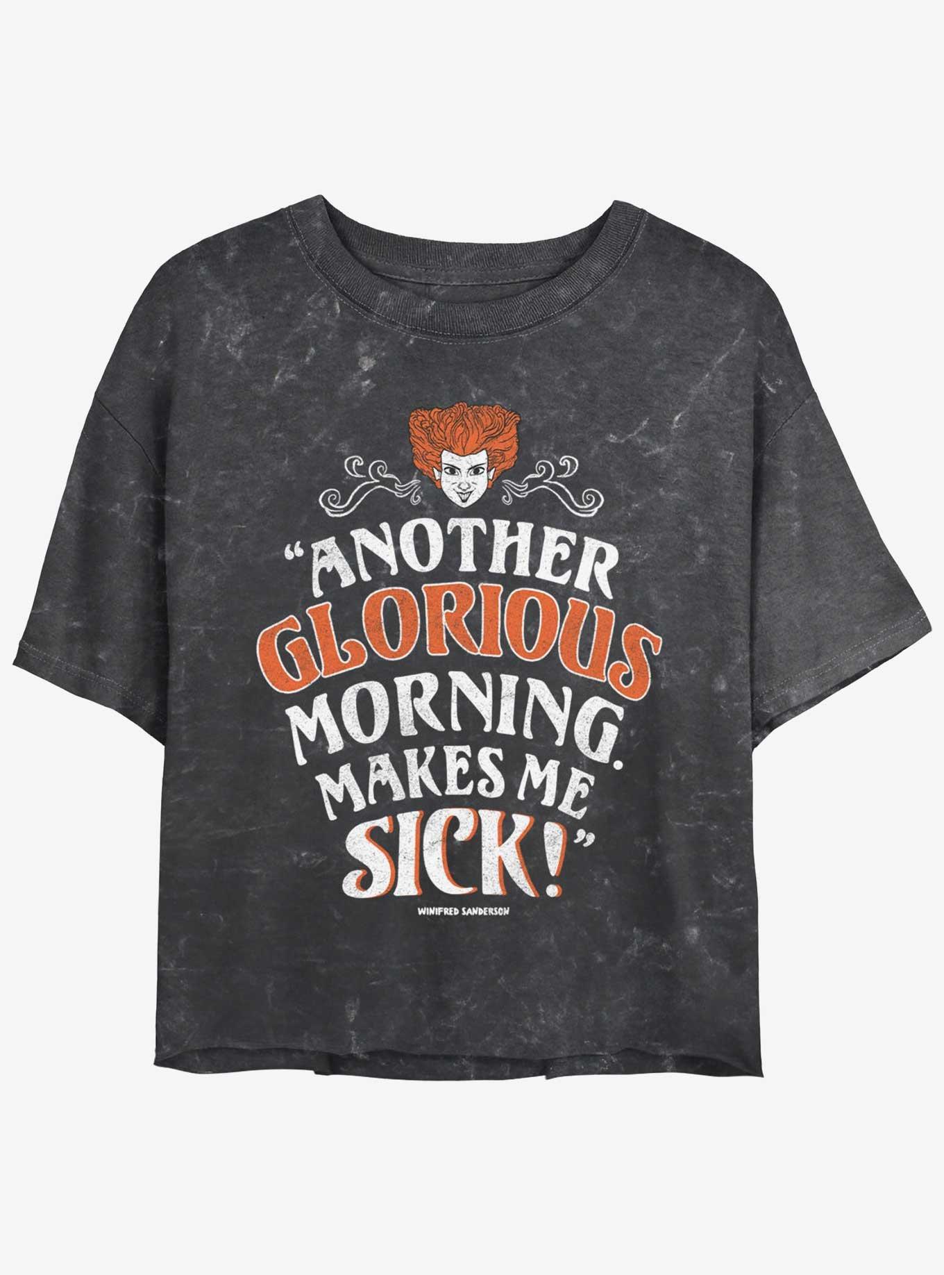 Disney Hocus Pocus Winnie Another Glorious Morning Mineral Wash Womens Crop T-Shirt, BLACK, hi-res